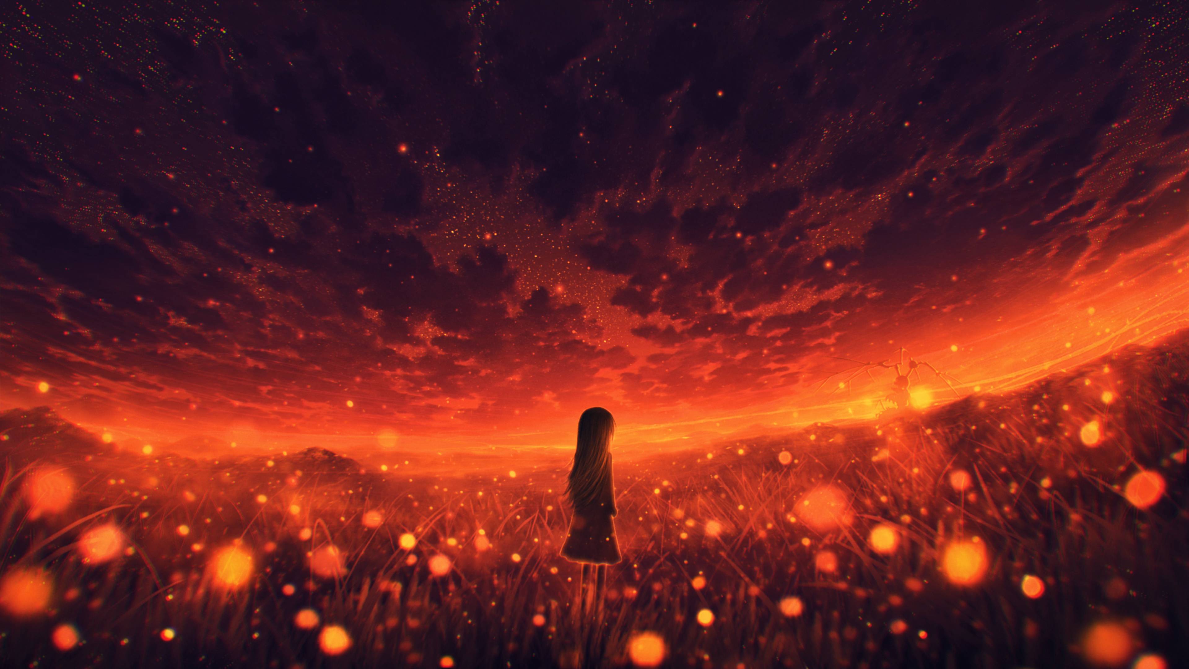 3840x2160 Cool Anime Alone Girl Art 4K Wallpaper, HD Artist 4K Wallpaper, Image, Photo and Background