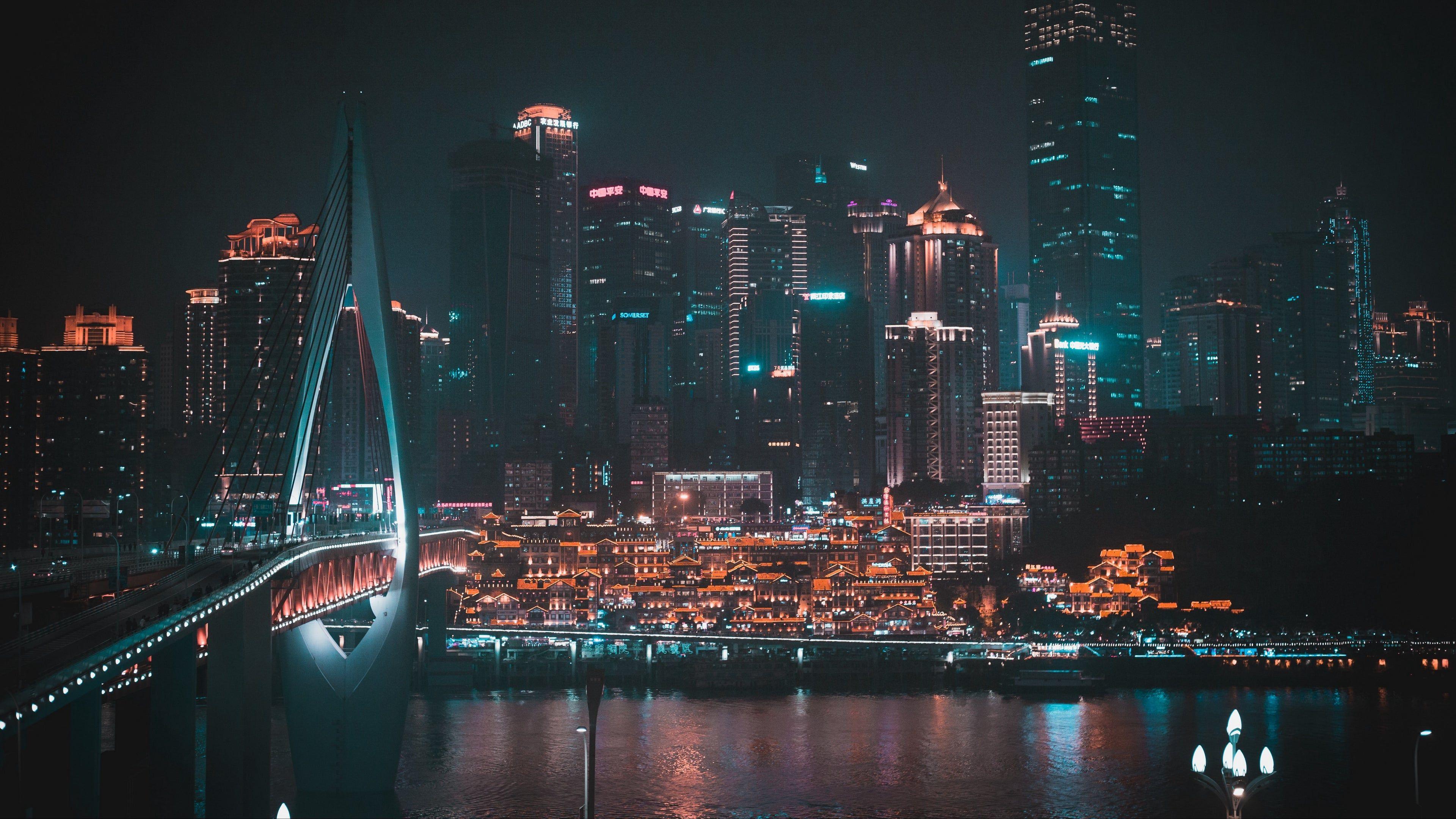 3840x2160 Night City Buildings 4K wallpaper. City buildings, Night city, Building image