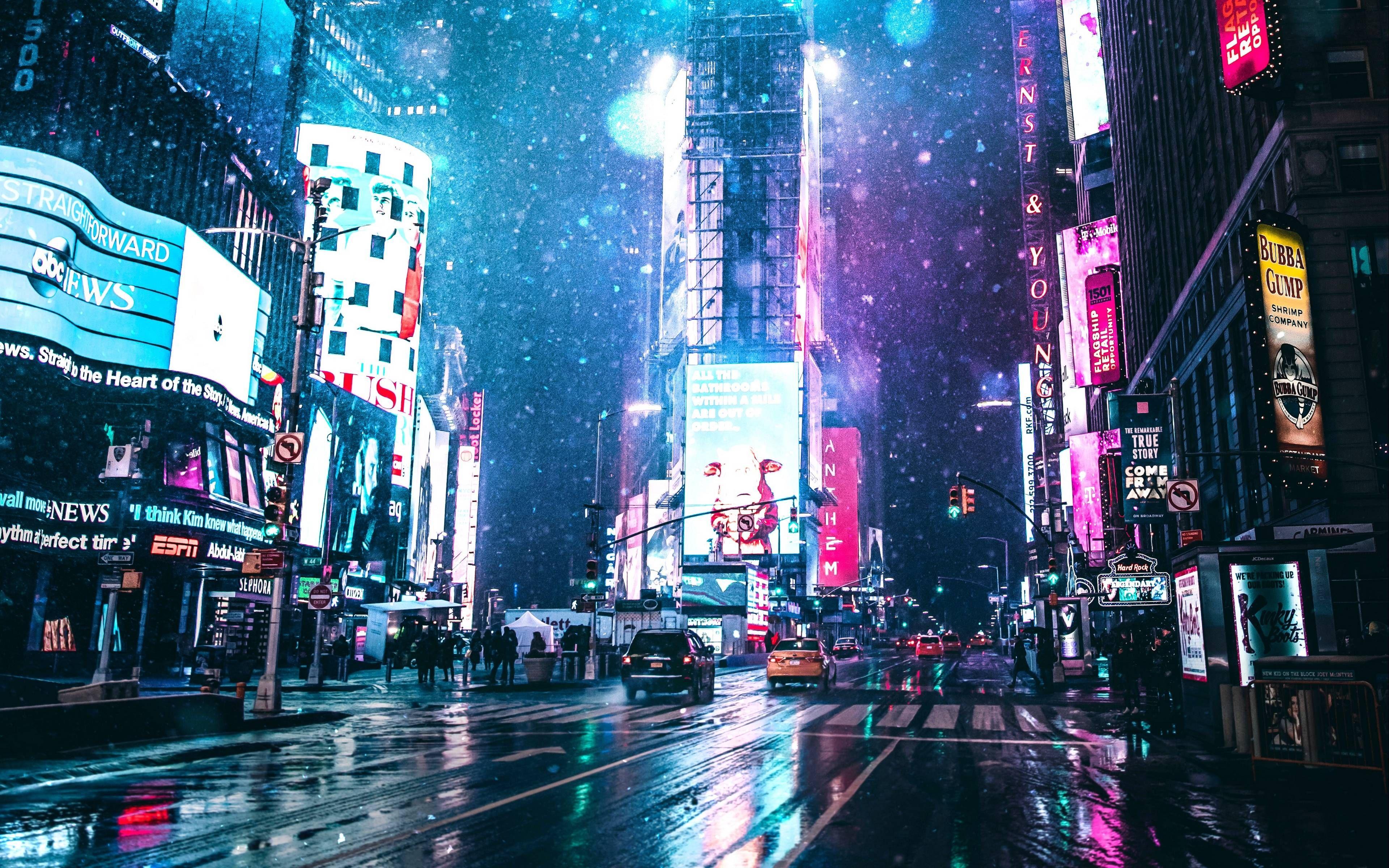 3840x2400 Download wallpaper 3840x2400 city lights, night city, buildings, street, architecture 4k ultra. City lights wallpaper, Anime scenery wallpaper, HD dark wallpaper