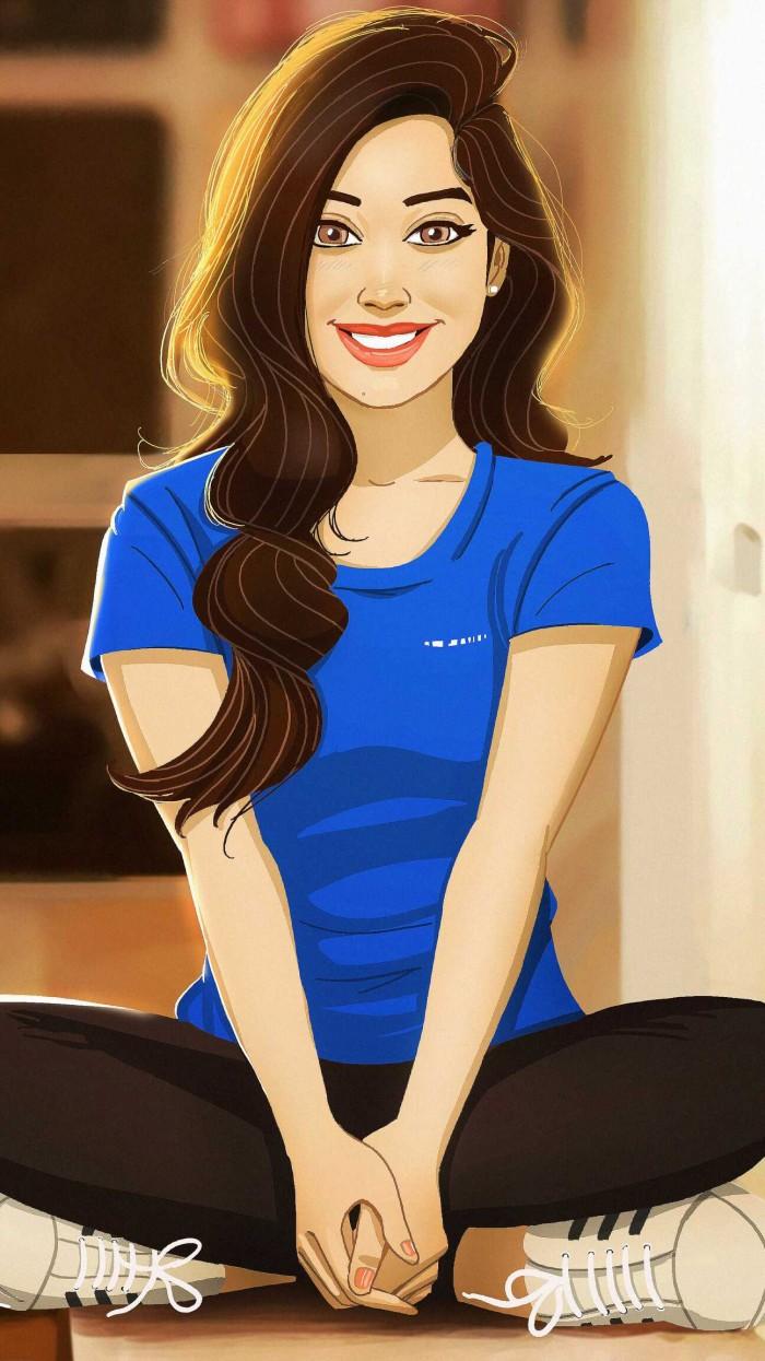 700x1245 Cute Girl Animated IPhone Wallpaper