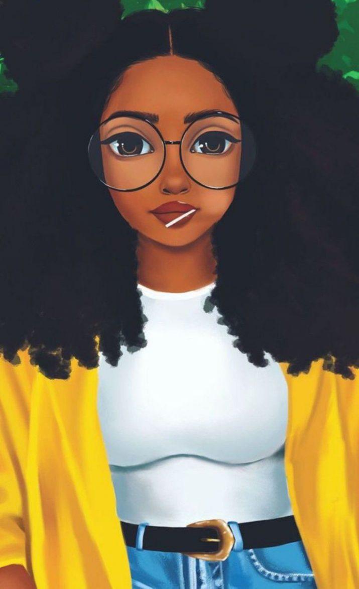 715x1173 Black Girl Cartoon Wallpaper