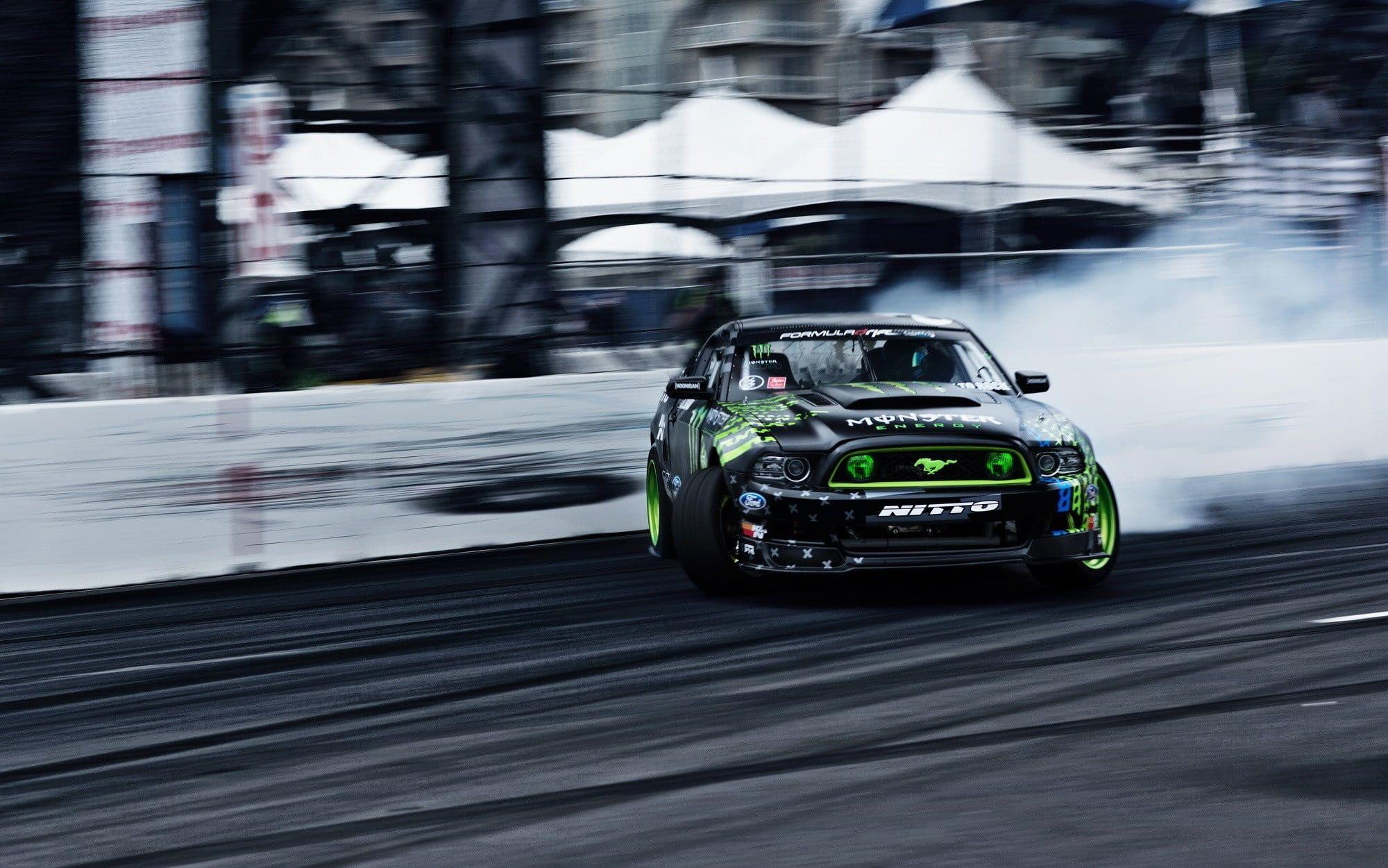2000x1250 black and green Ford Mustang Ford Mustang Monster Energy #drift P # wallpaper #hdwallpaper #desktop. Mustang, Ford mustang, Mustang wallpaper