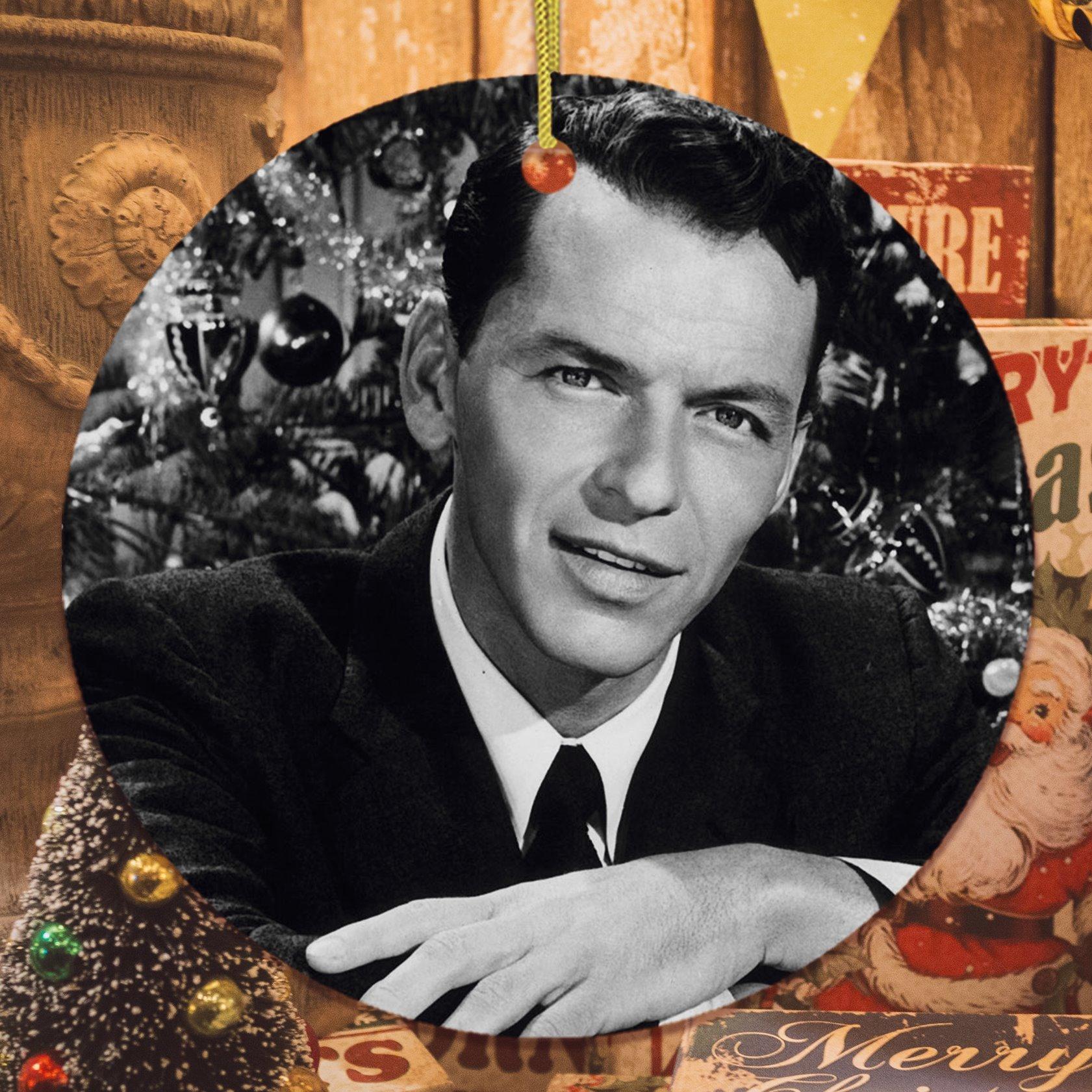 1681x1681 Vintage Frank Sinatra Christmas Ornament, Black and White Classic