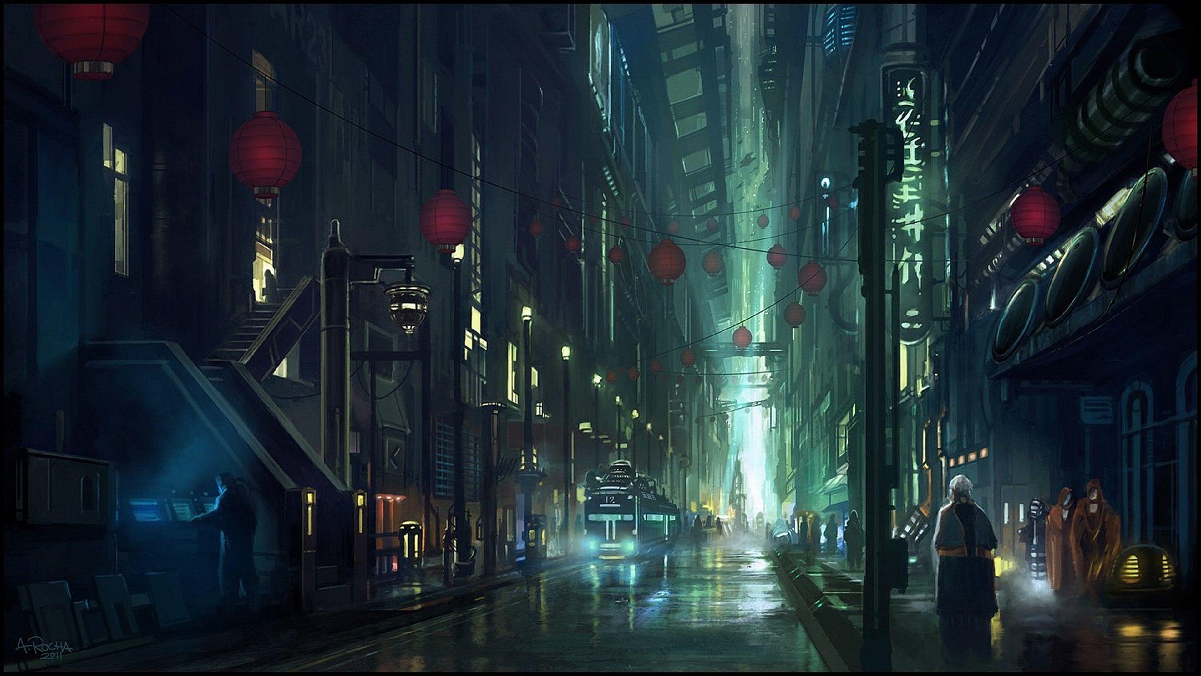 HD desktop wallpaper Rain Night Street Artistic Artwork download free  picture 698268