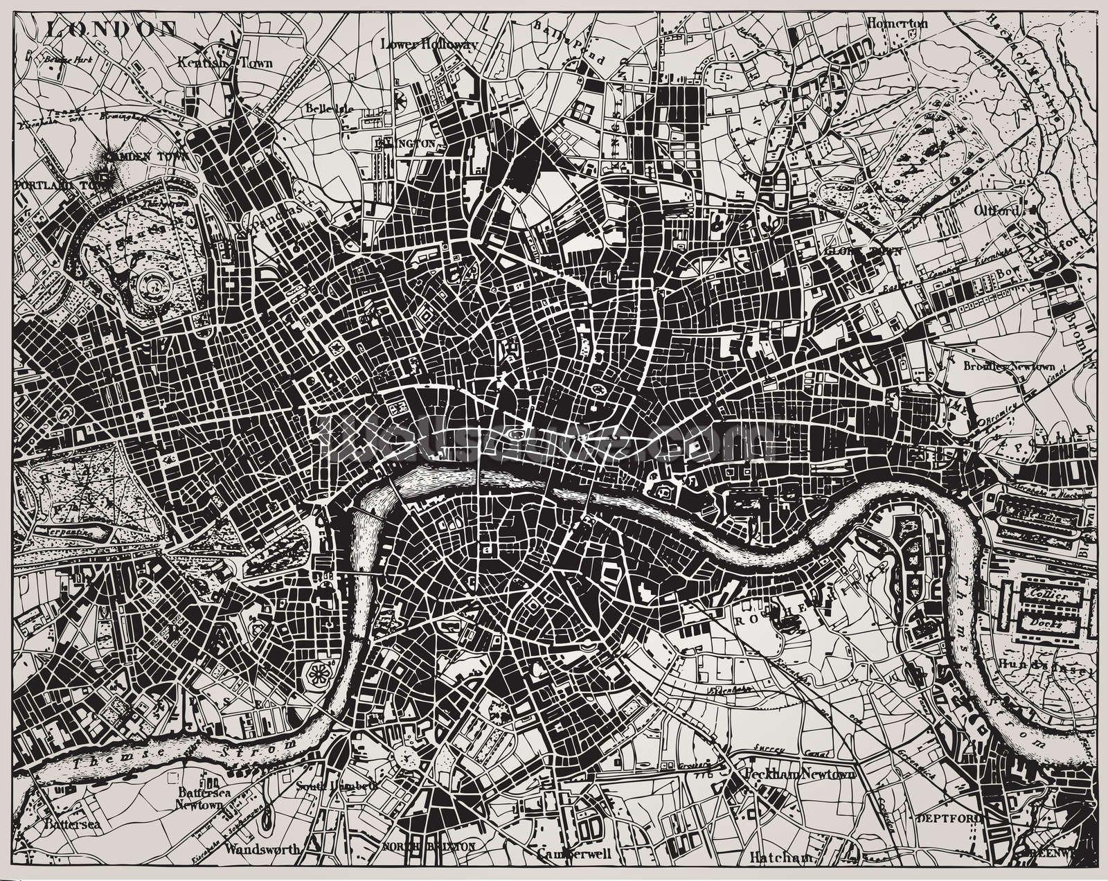 1600x1272 Historical Map of London Wallpaper. Wallsauce UK. Map wall mural, London map, London wallpaper