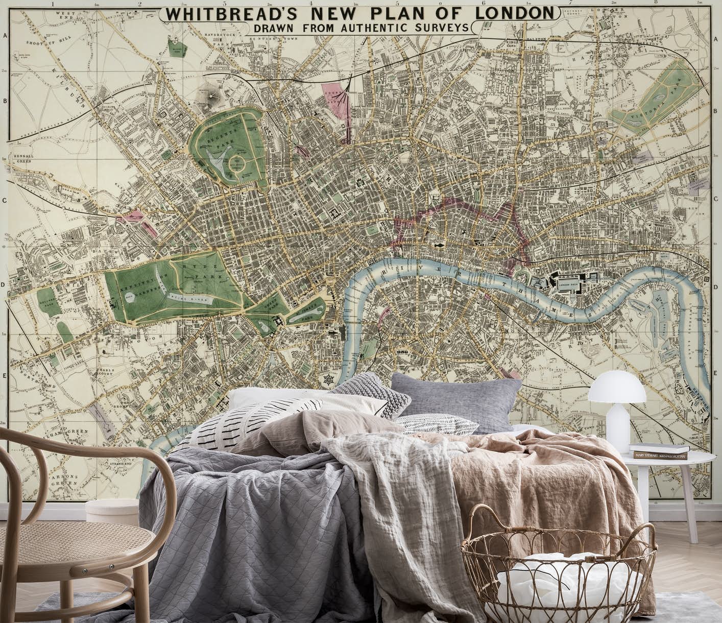 1414x1220 Buy Vintage London Map wallpaper