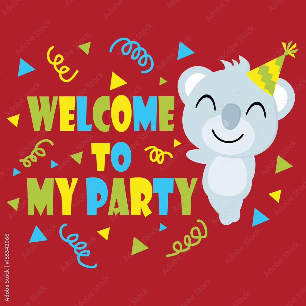1000x1000 Cute Koala Smiles On Red Background Vector Cartoon, Birthday Postcard, Wallpaper, And Greeting Card, T Shirt Design For Kids Stock Vector