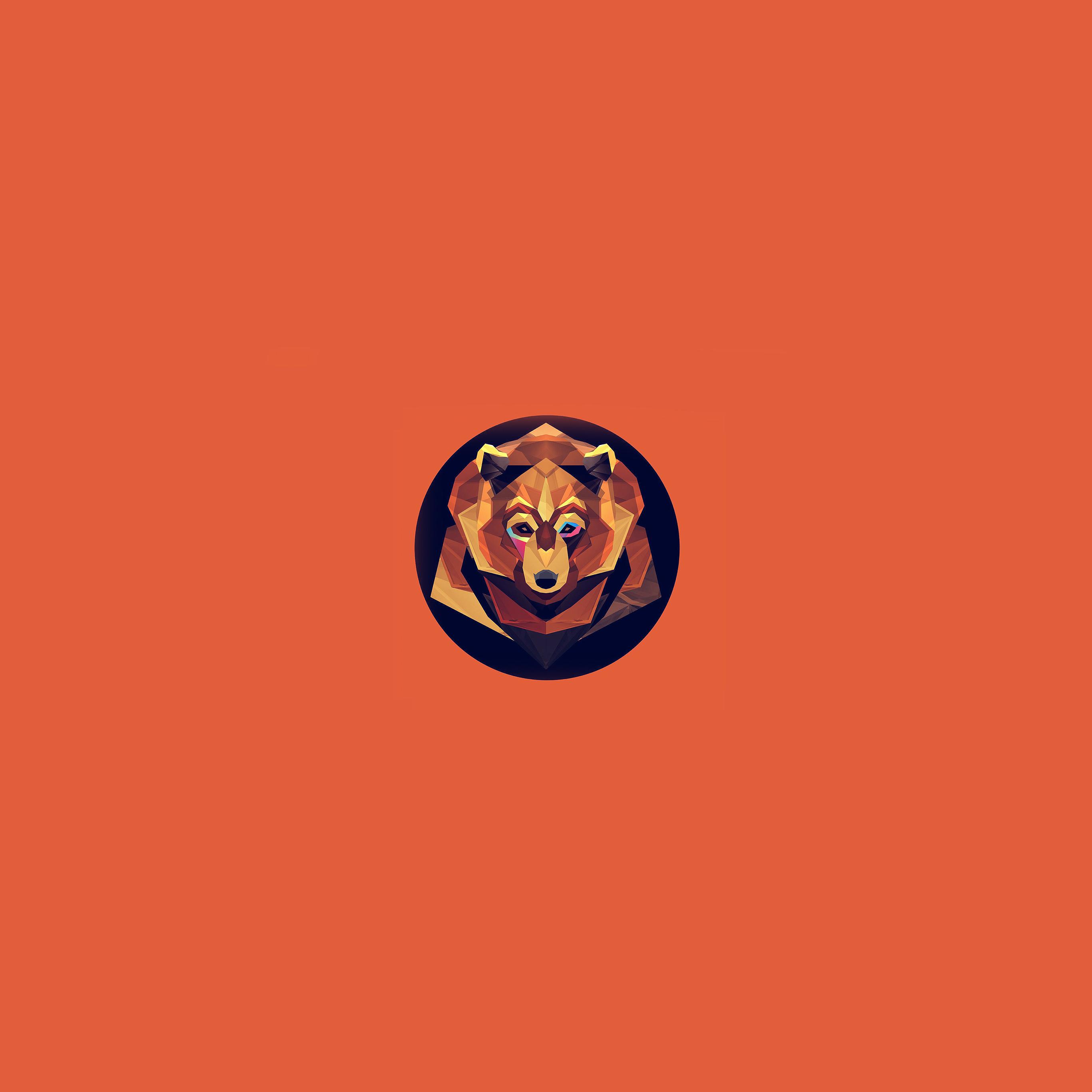 2732x2732 Android wallpaper. bear polygon art animal orange