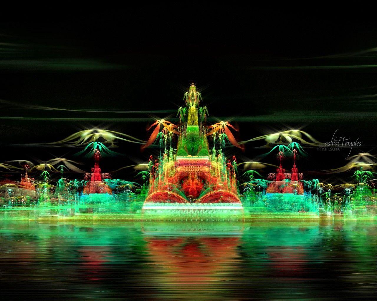 1280x1024 Download wallpaper 1280x1024 fractal, city, imagination, green