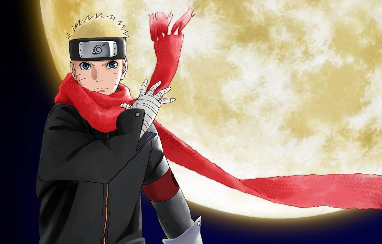 1332x850 Wallpaper Action, Moon, Red, Sky, Seven, Naruto, Art, Anime, Warrior, Night, The, year, Blonde, Ninja, Boy, Last image for desktop, section сёнэн