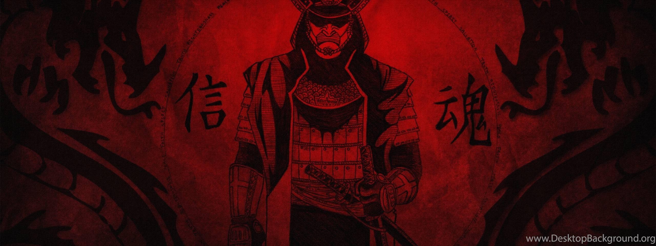 2560x960 4k Samurai Red Wallpaper