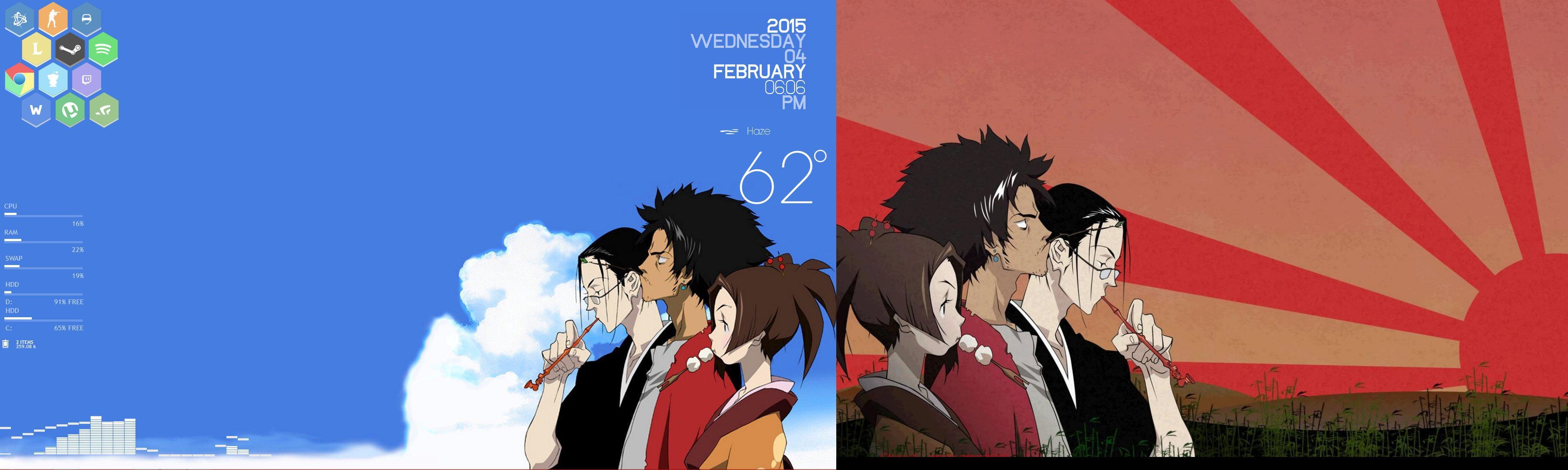 3600x1080 Samurai Champloo Dual Monitor Wallpaper & Background Download
