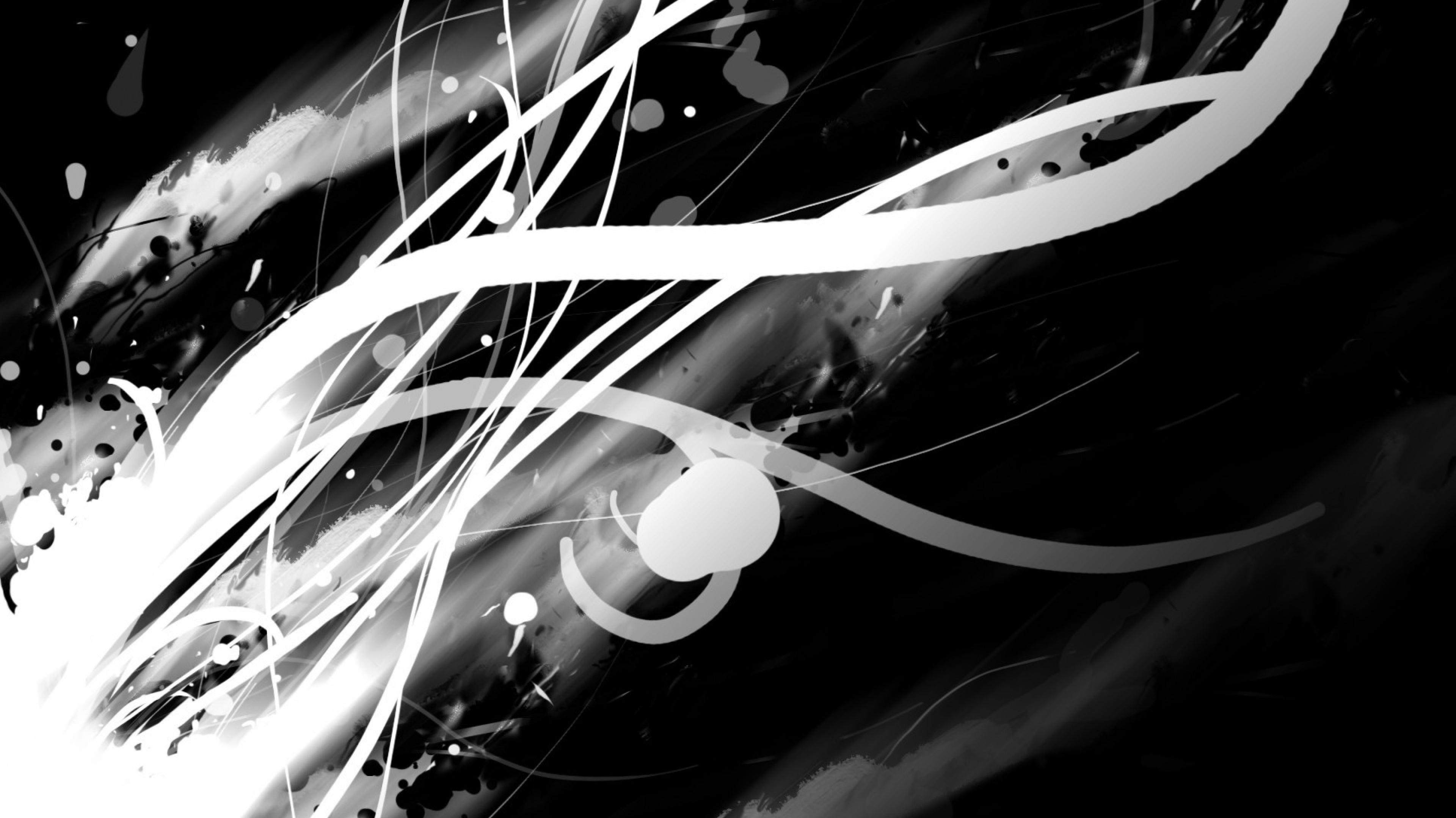 3840x2160 Black And White Abstract HD Wallpaper 4K Ultra HD