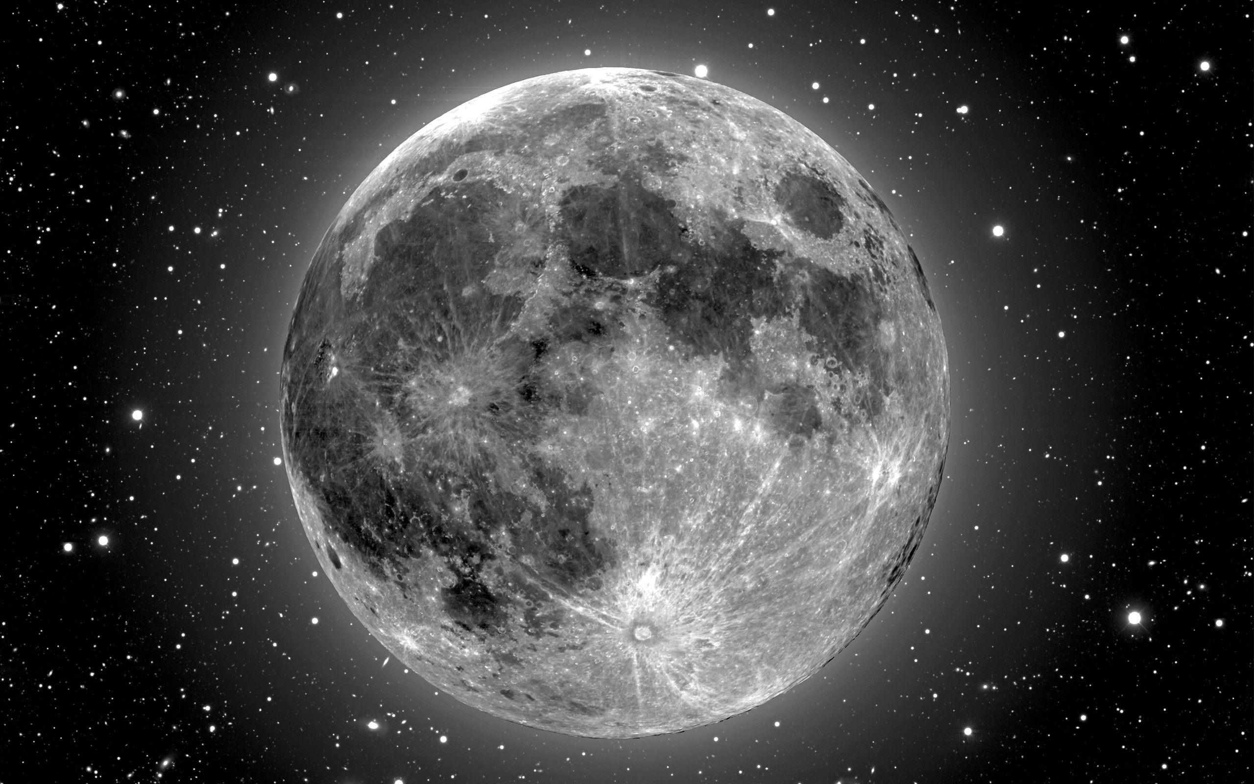 2560x1600 Full Moon Black and White Wallpaper HD 2560Ã—1600