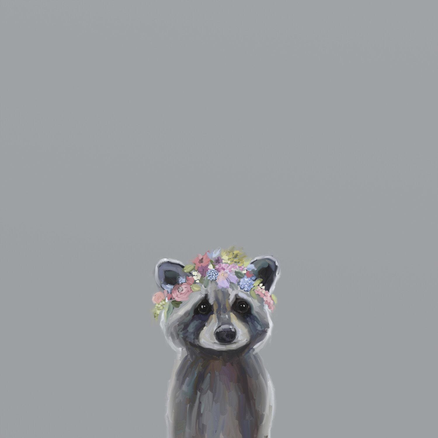 1500x1500 Indigo Safari Baby Raccoon With Flowers