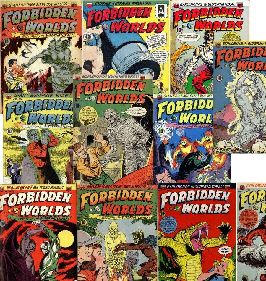 900x950 Golden Age Horror Comics the FORBIDDEN Words Complete Run of