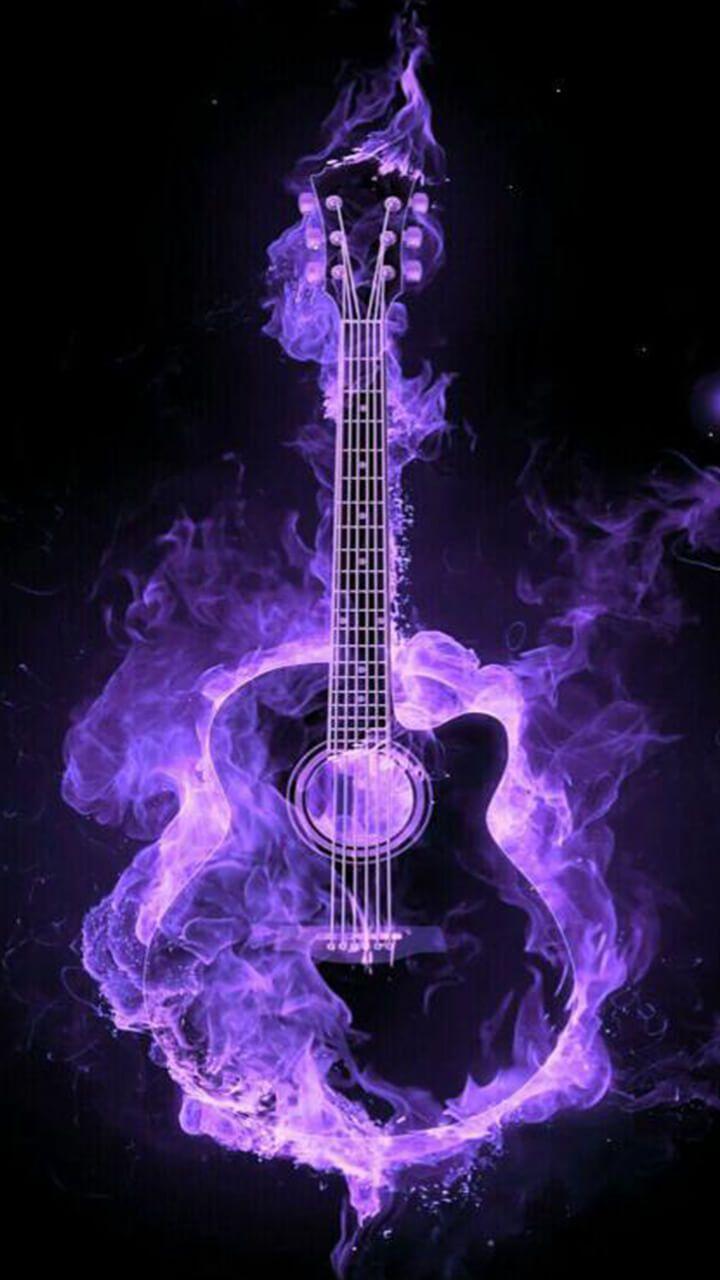 720x1280 Guitar lovers, all music fans. How is this flaming neon acoustic guitar art