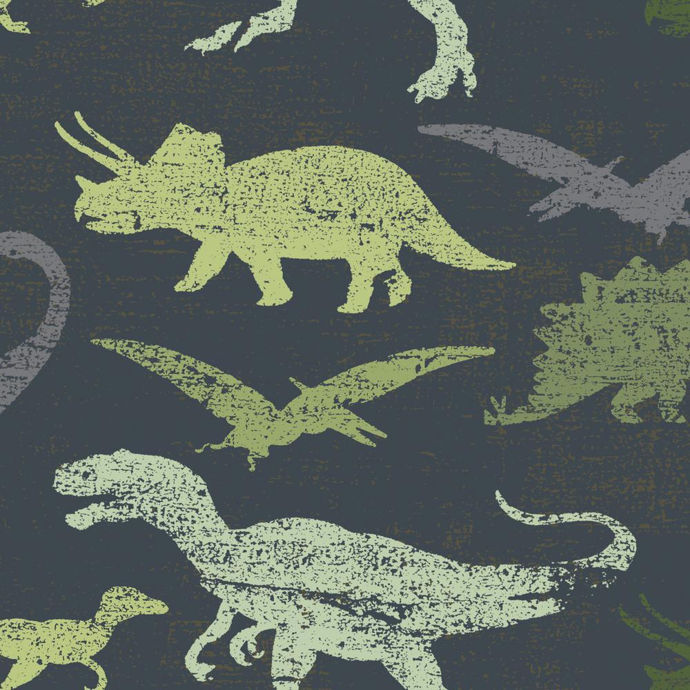 1000x1000 Kids Dinosaurs Navy And Green Multi Self Adhesive Removable Dinosaur Wallpaper & Background Download
