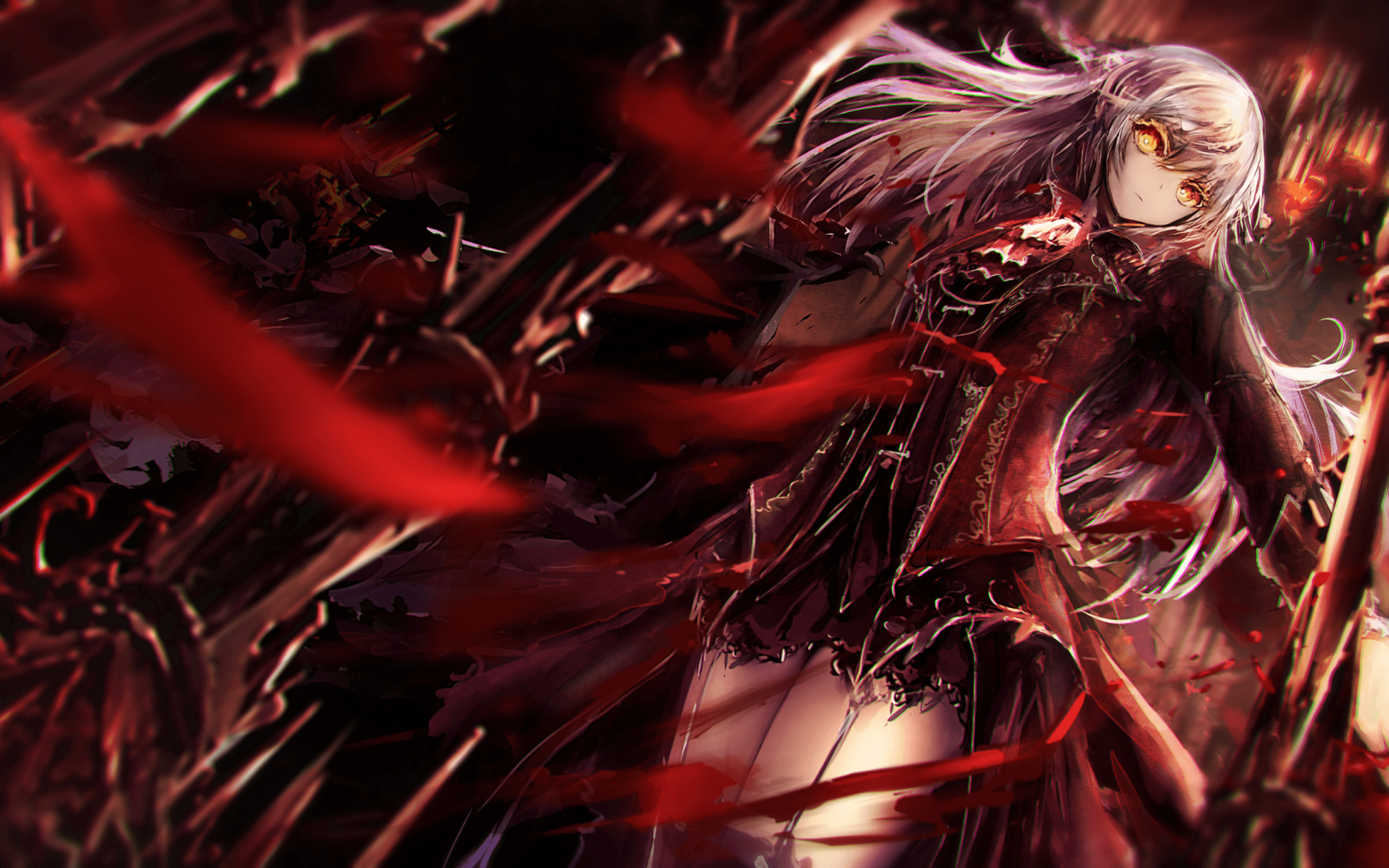 2880x1800 Download 2880x1800 Anime Girl, Worm View, Dress, Sword Wallpaper (2022)