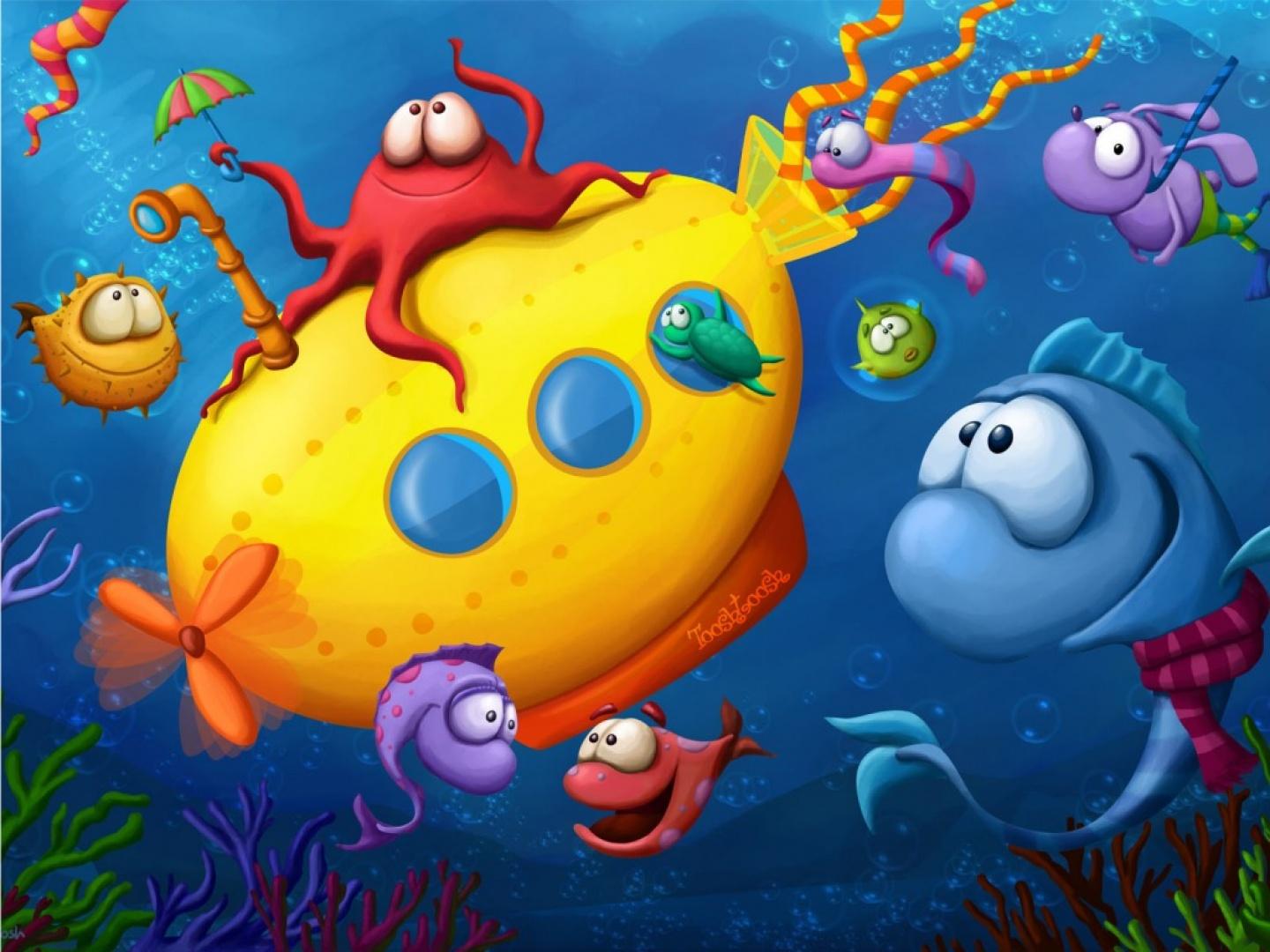 1440x1080 Sea life wallpaper, Cute animal drawings, Animal drawings