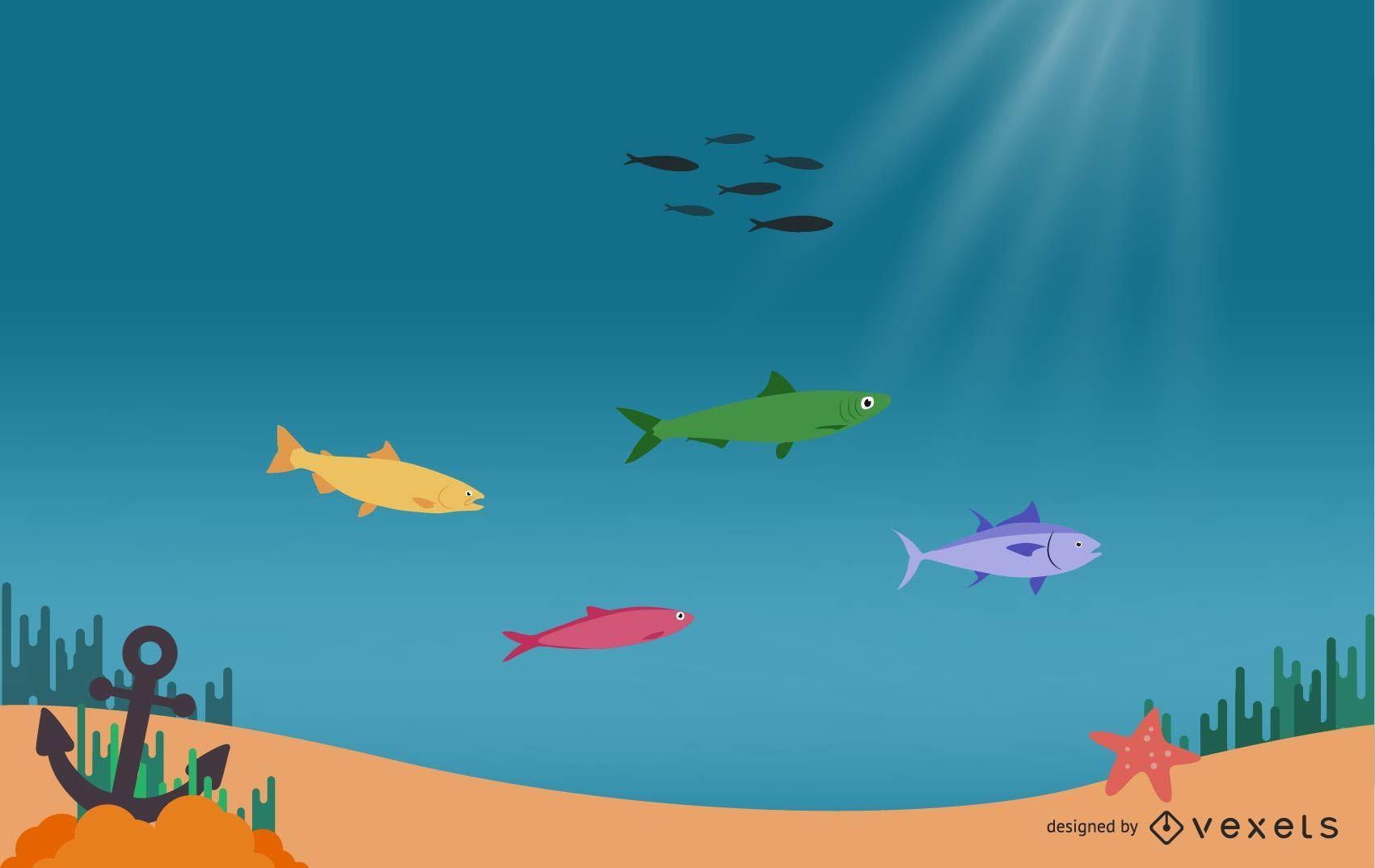 1701x1074 Beautiful Underwater World Cartoon Vector Download