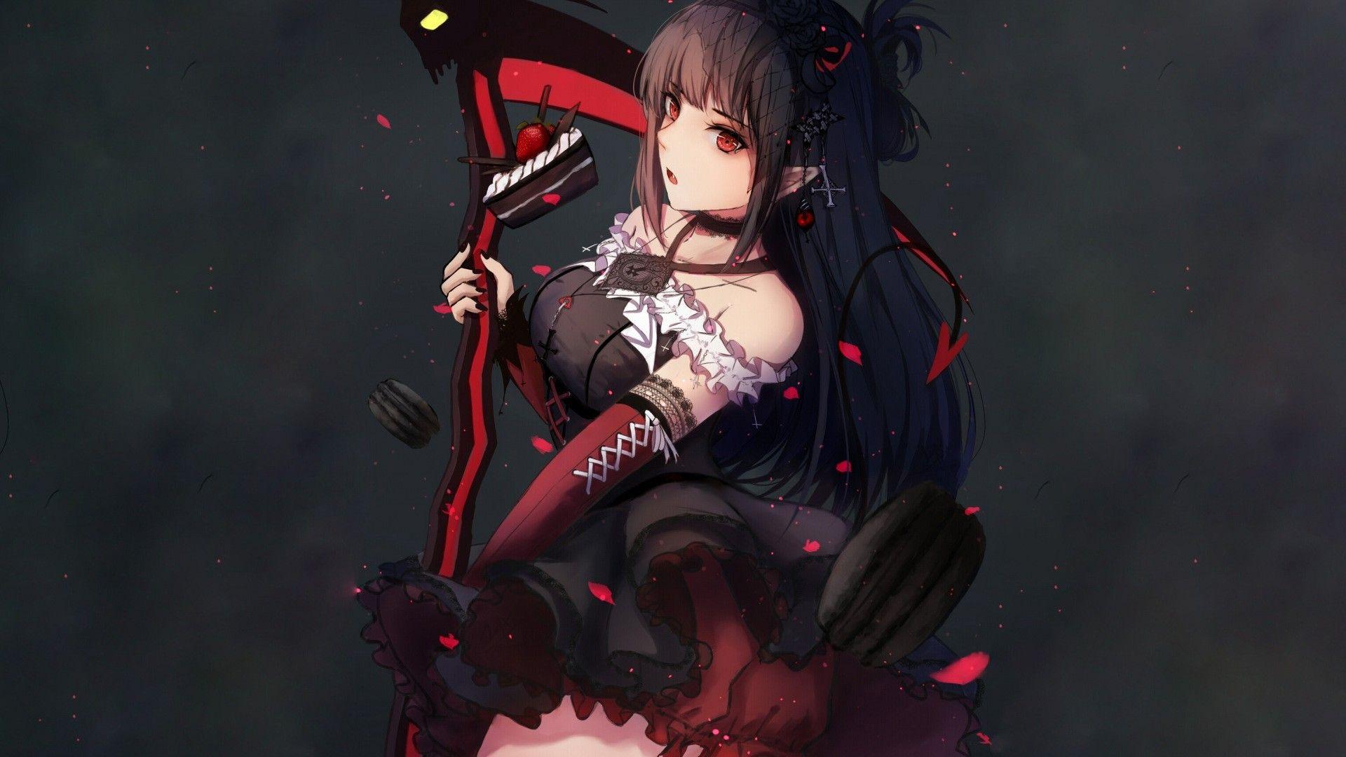1920x1080 Black Anime Girl Wallpaper