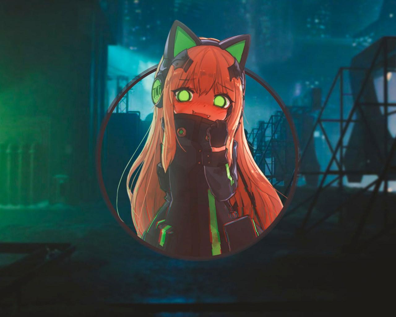 1280x1024 Anime Wallpaper, Anime Girls, Picture In Picture, Cyberpunk, Headphones • Wallpaper For You