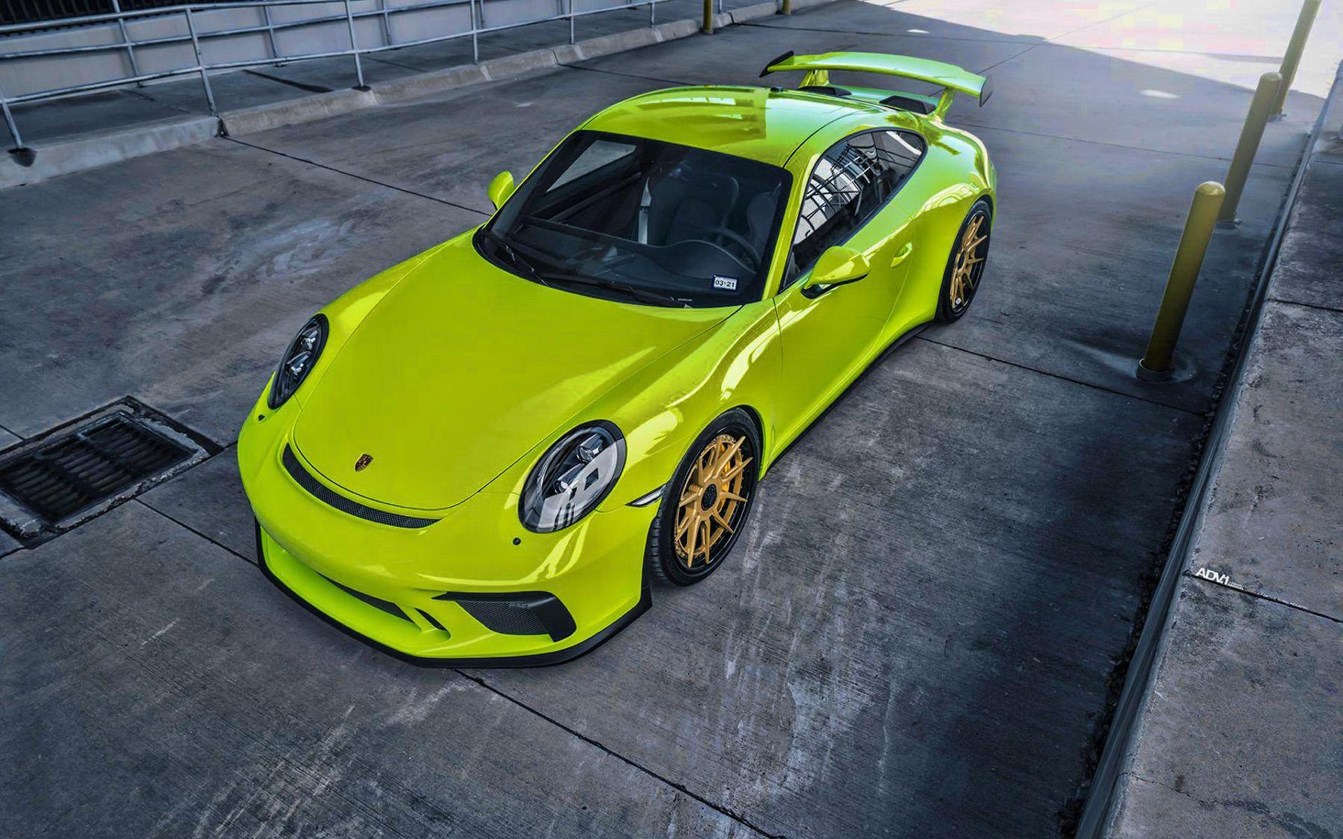 1920x1200 Download wallpaper Porsche 911 GT tuning, 2019 cars, ADV1 Wheels, supercars, Acid Green, 2019 Porsche 911 GT Porsche for desktop with resolution 1920x1200. High Quality HD picture wallpaper