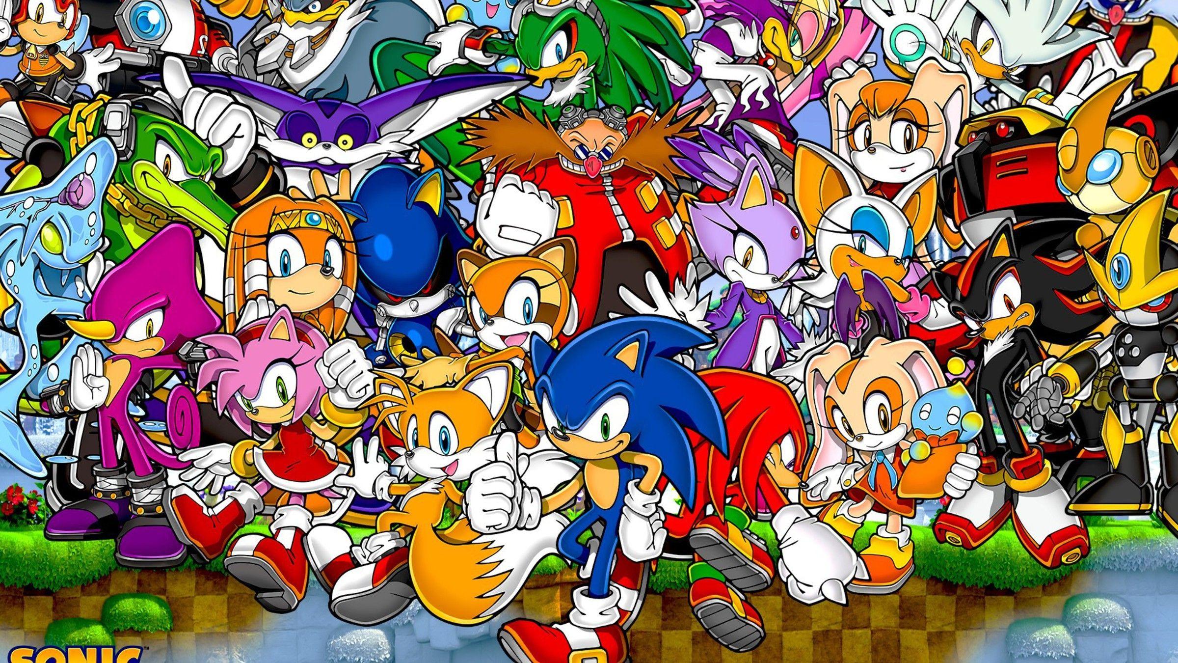2400x1350 Retro Sonic Characters Wallpaper