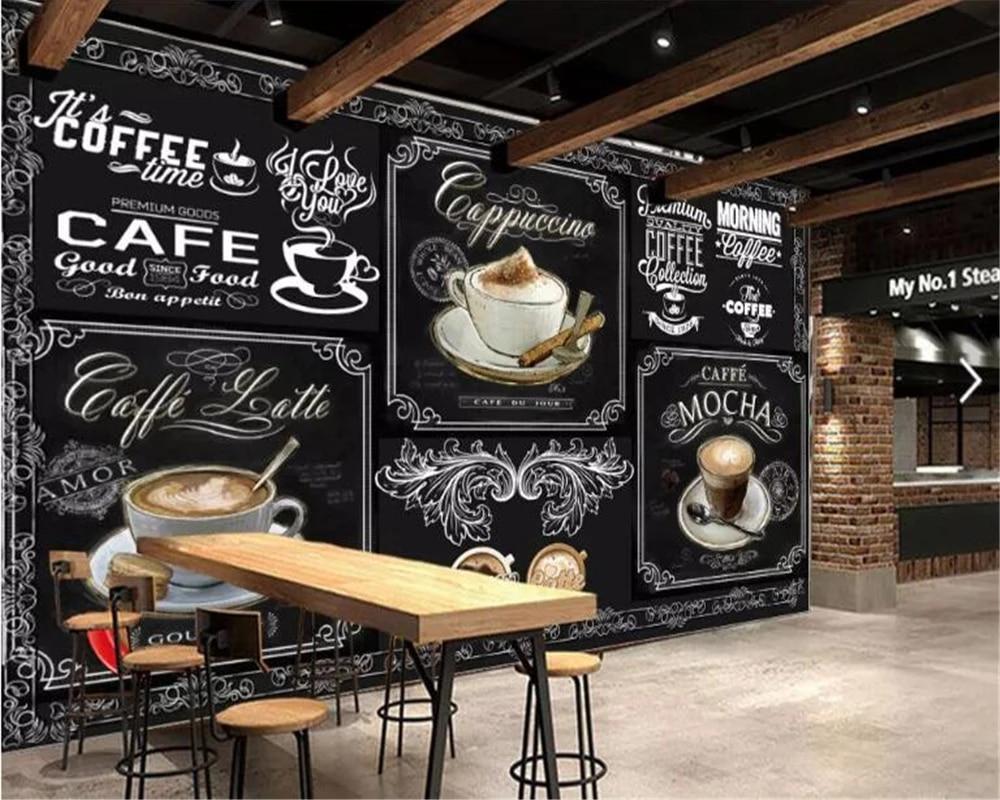 1000x800 Custom Retro Hand painted Blackboard coffee catering 3D Wallpaper Coffee Shop Restaurant Background decoration mural Beibehang. Wallpaper