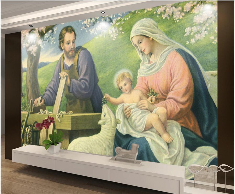 984x815 3D wallpaper custom photo European Landscape Peach Blossom Christian Oil Painting decor 3D wall murals wallpaper for walls 3 d. Wallpaper