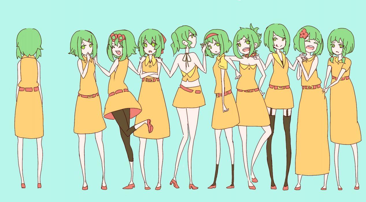 1267x700 Vocaloid green hair Megpoid Gumi wallpaperx1050