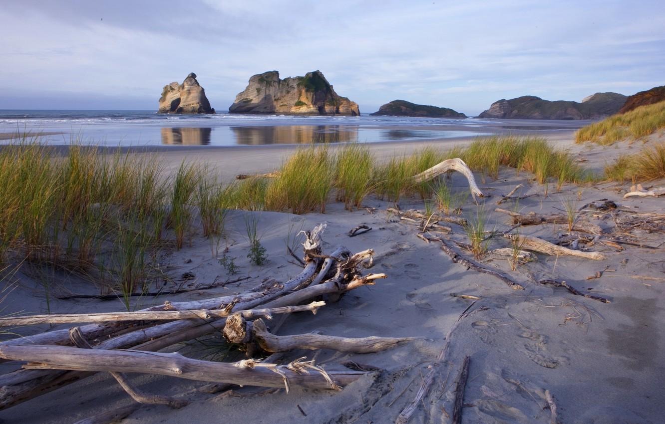 1332x850 Wallpaper New Zealand, Nelson beach, Wharariki image for desktop, section пейзажи