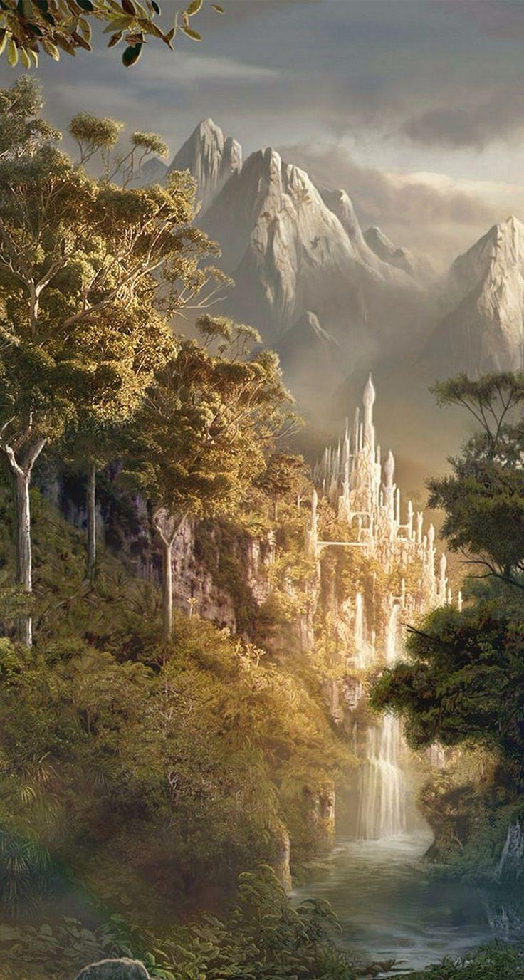 736x1376 Day 12 favorite location: Rivendale. Fantasy landscape, Fantasy castle, Fantasy places
