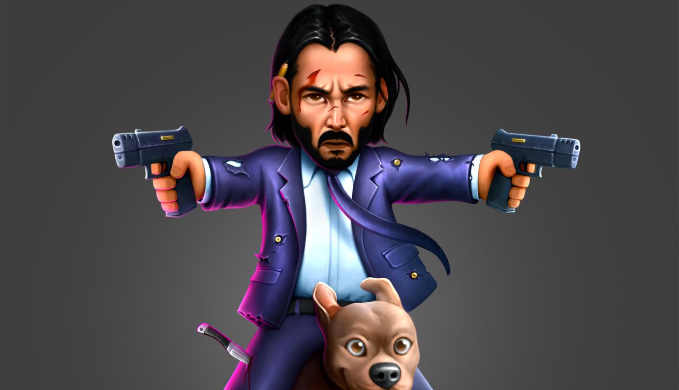 1336x768 John Wick as Keanu Reeves and Dog HD Laptop Wallpaper, HD Artist 4K Wallpaper, Image, Photo and Background