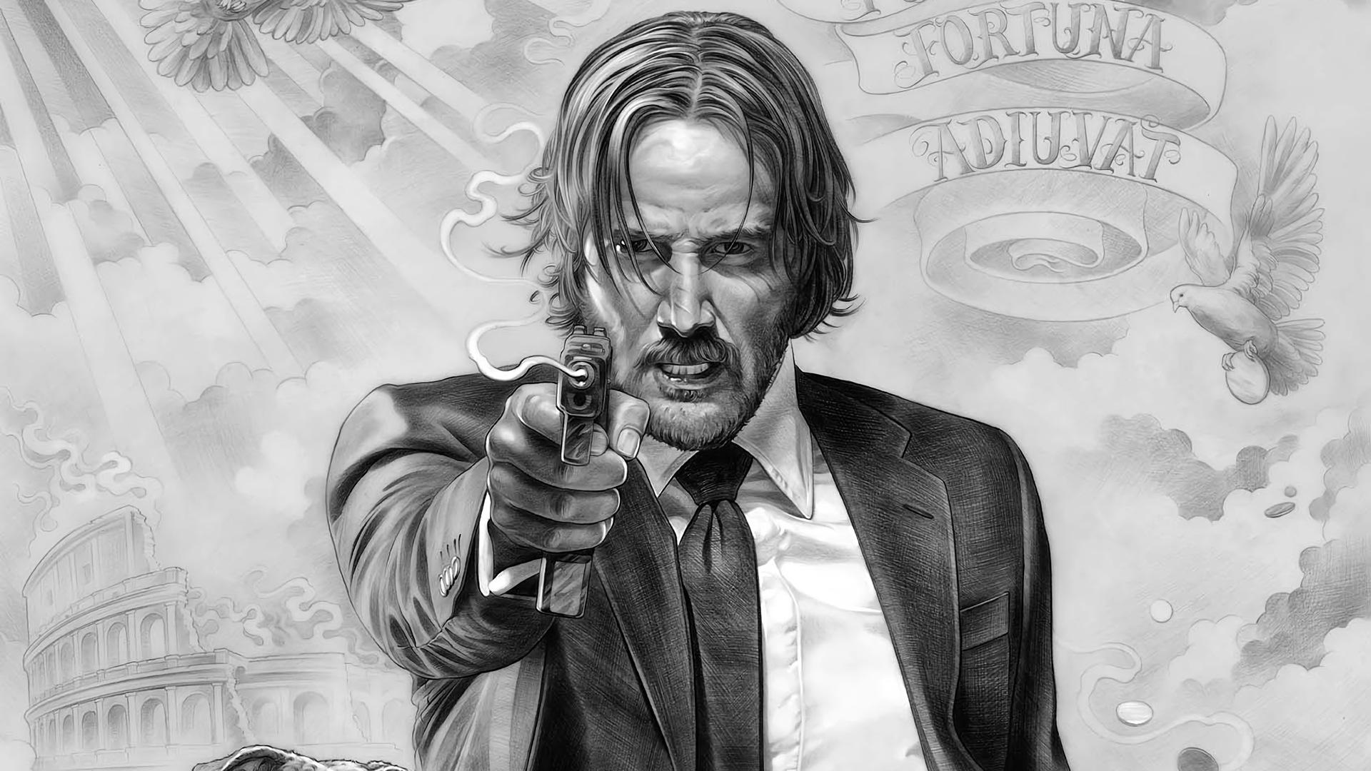 1920x1080 Desktop Wallpaper John Wick: Chapter 2 Movie, Art, Monochrome, HD Image, Picture, Background, J3wd9v