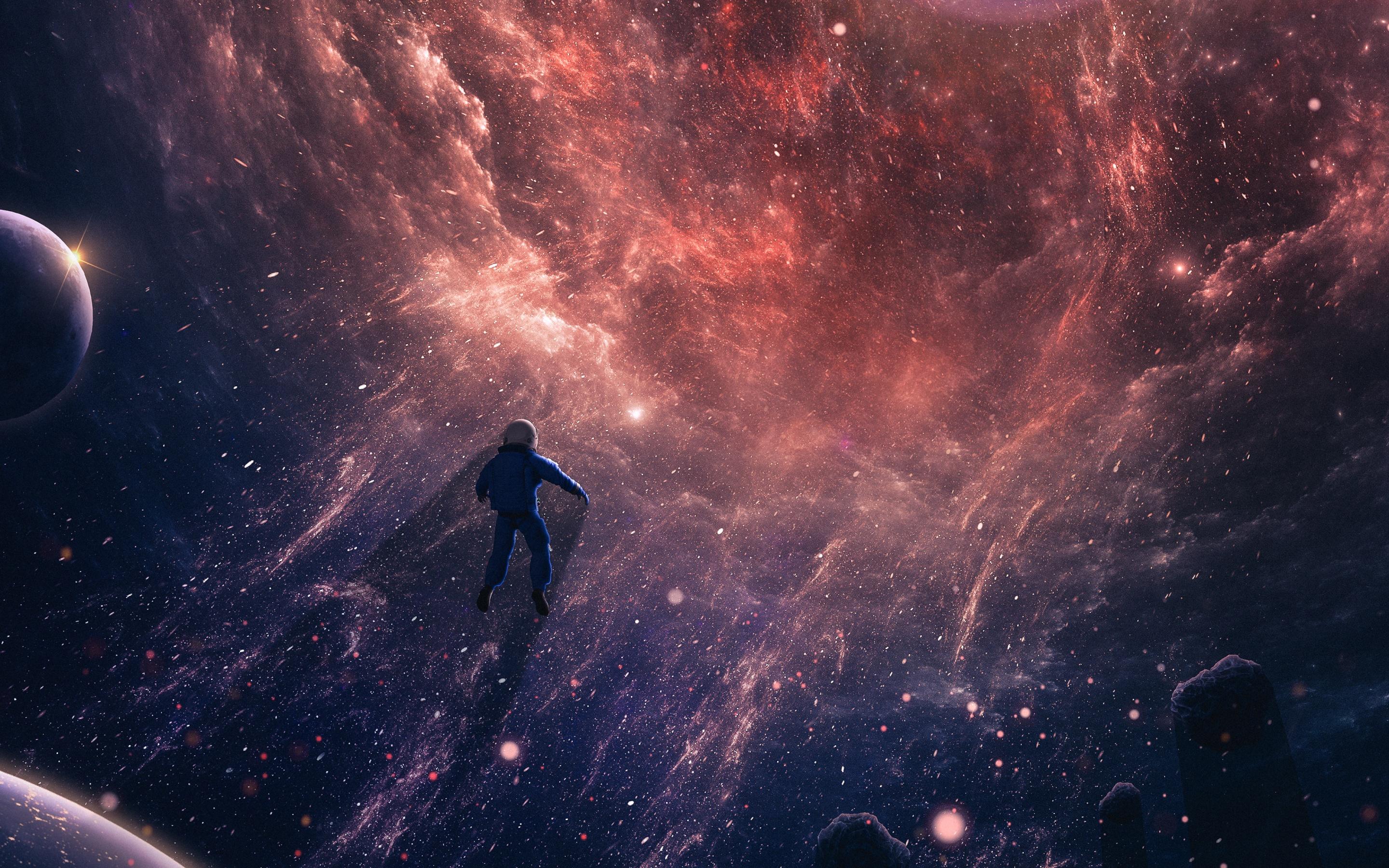 2880x1800 Astronaut Wallpaper 4K, Black hole, Deep space, Universe