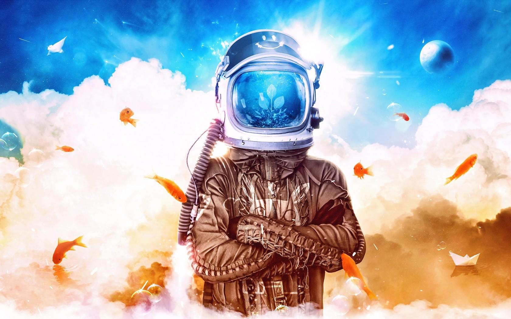 1680x1050 Desktopography Surreal Astronaut Wallpaper:1680x1050