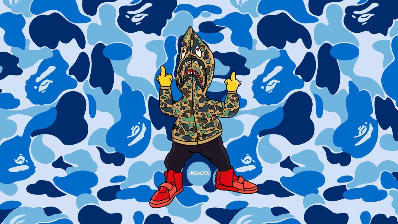 1366x768 Bape Shark Wallpaper