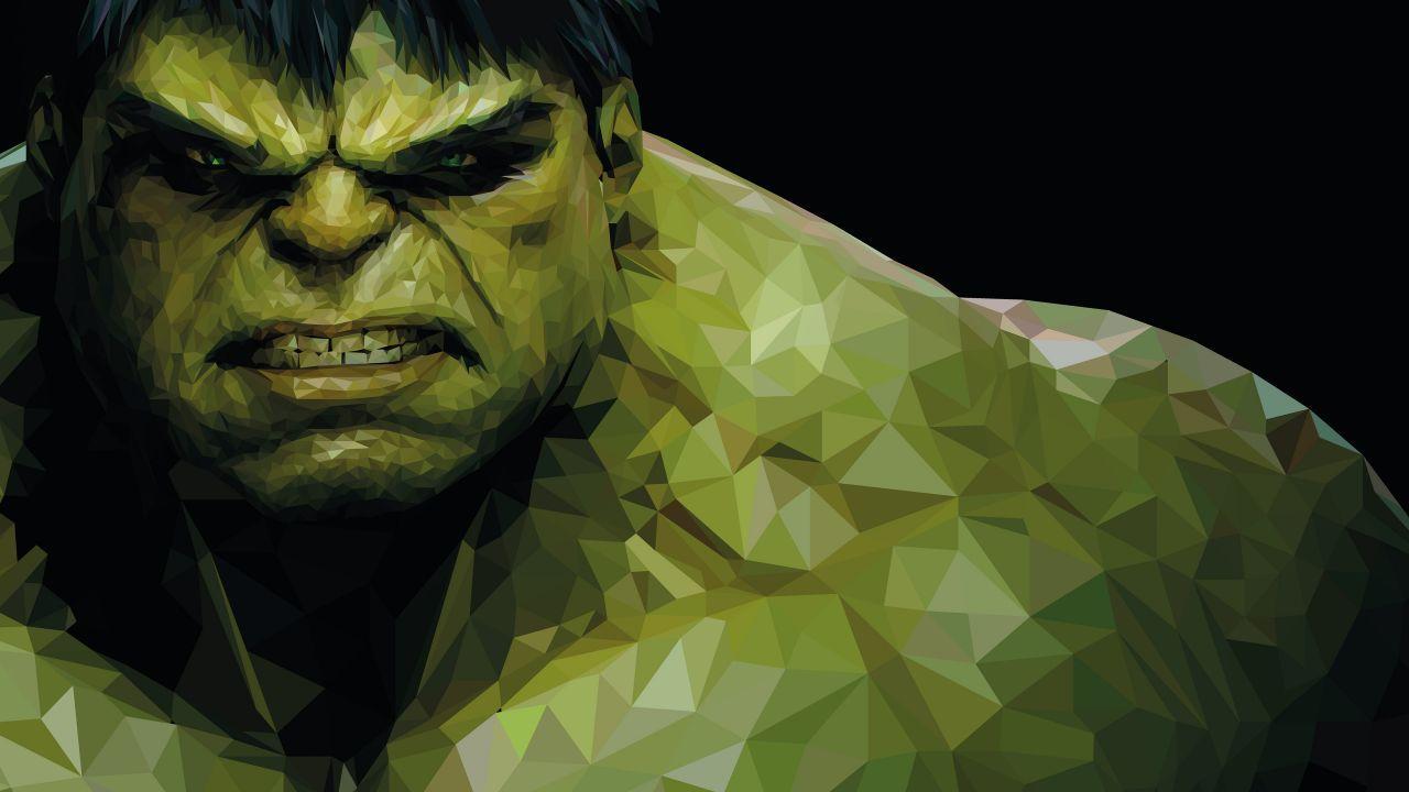 1280x720 Wallpaper Hulk, Low poly, Marvel Comics, Superhero, HD, 4K, Creative