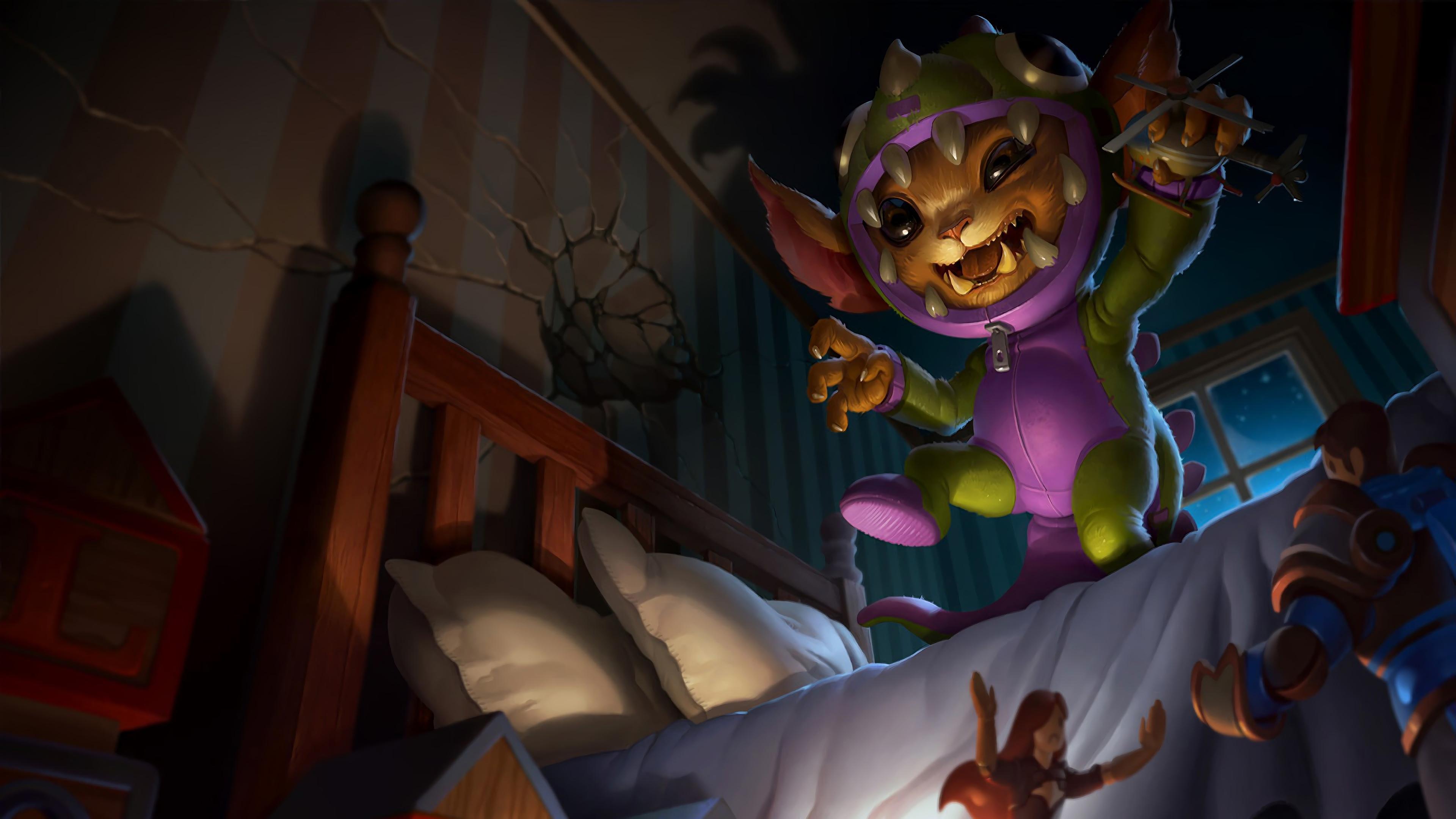 3840x2160 Wallpaper 4k Dino Gnar LoL Splash Art League of Legends lol Wallpaper