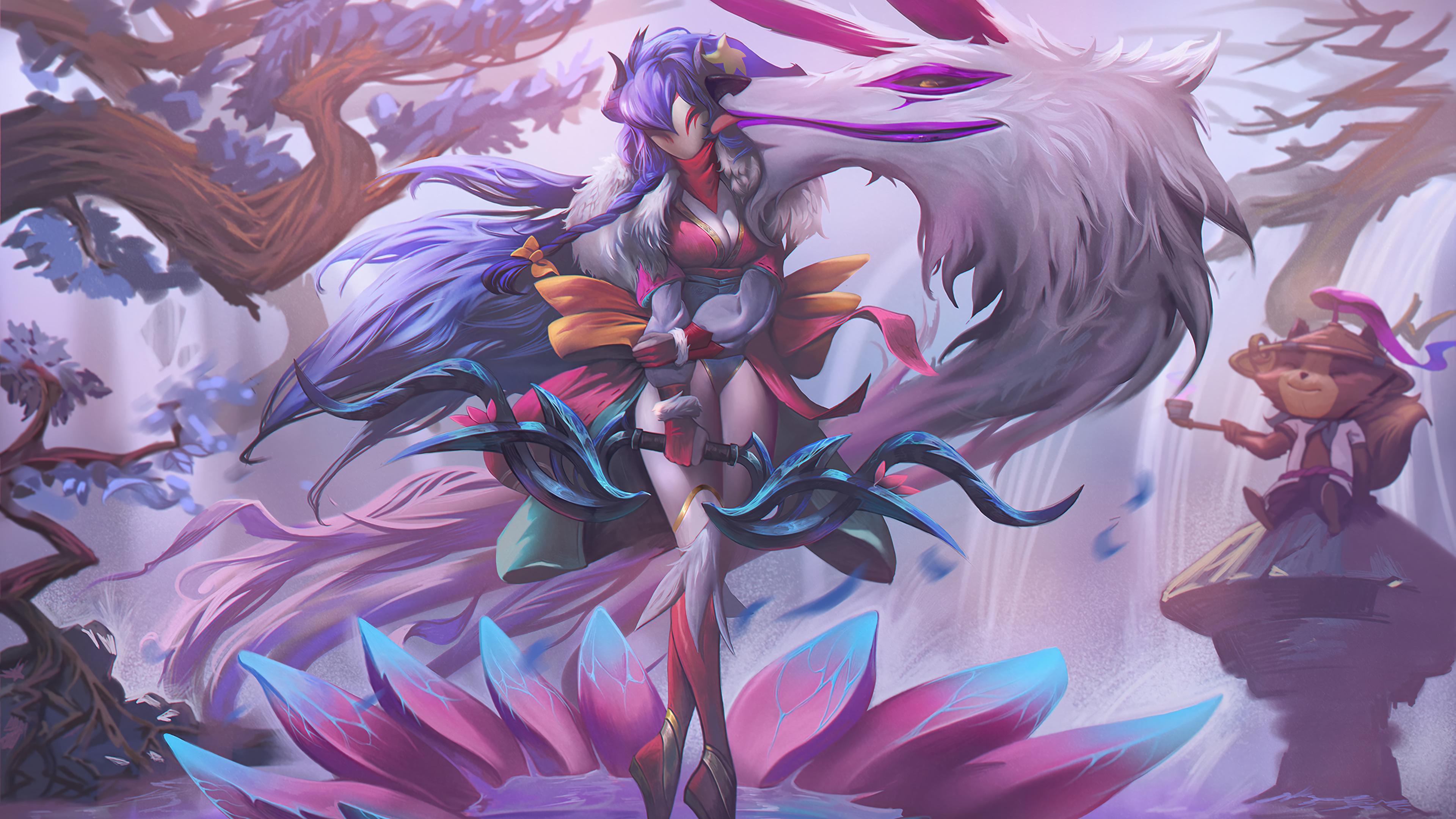3840x2160 Kindred Kindred League Of Legends Riot Games Video Games Teemo Teemo League Of Legends Spirit Blosso Wallpaper:3840x2160