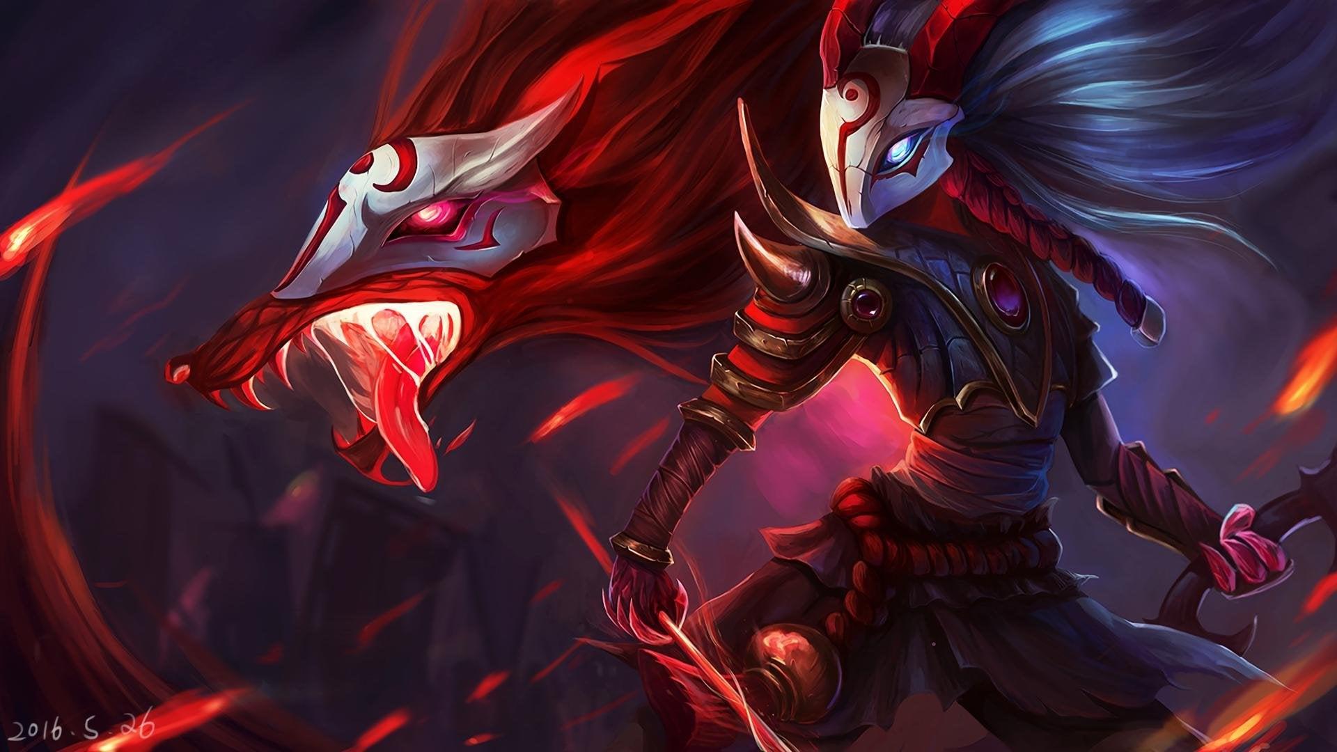 1920x1080 kindred wallpaper, cg artwork, red, demon, fictional character, illustration