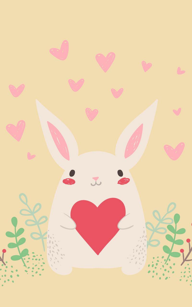 800x1280 Download Wallpaper 800x1280 Hare, Rabbit, Art, Heart, Cute Samsung Galaxy Note Gt N Meizu Mx2 HD Background