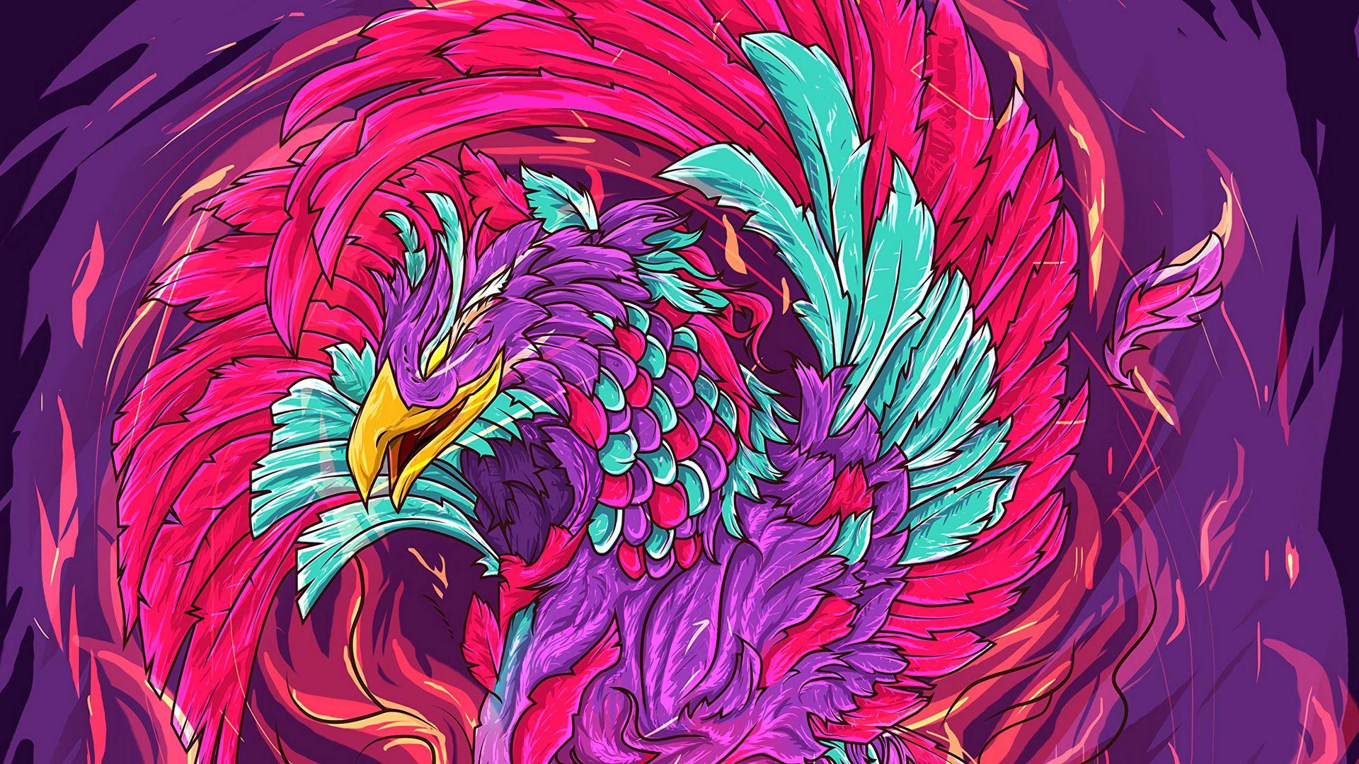 1920x1080 Phoenix, Bird, Art HD Wallpaper Free Download