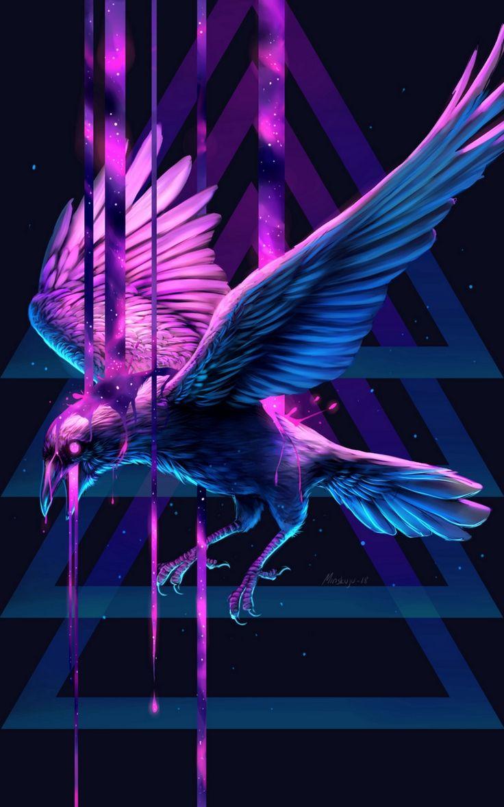 736x1177 Wallpaper raven paint art triangle fantastic bird. Art background, Bird art, Mythical creatures art