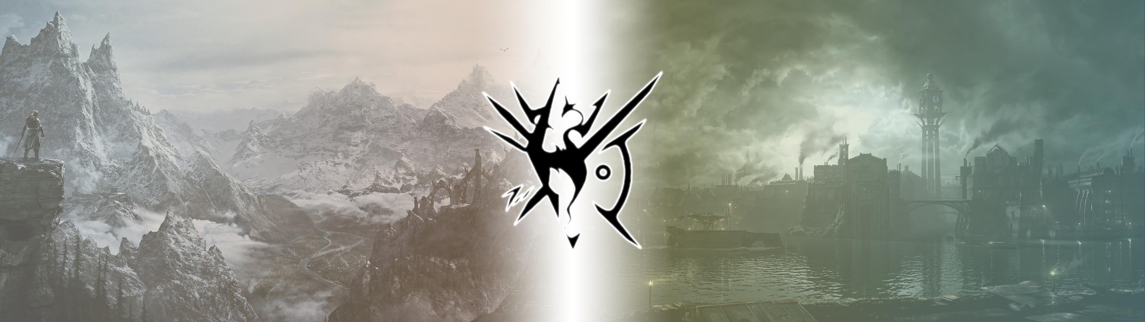 3840x1080 Skyrim and Dishonored Mashup Desktop Background Wallpaper