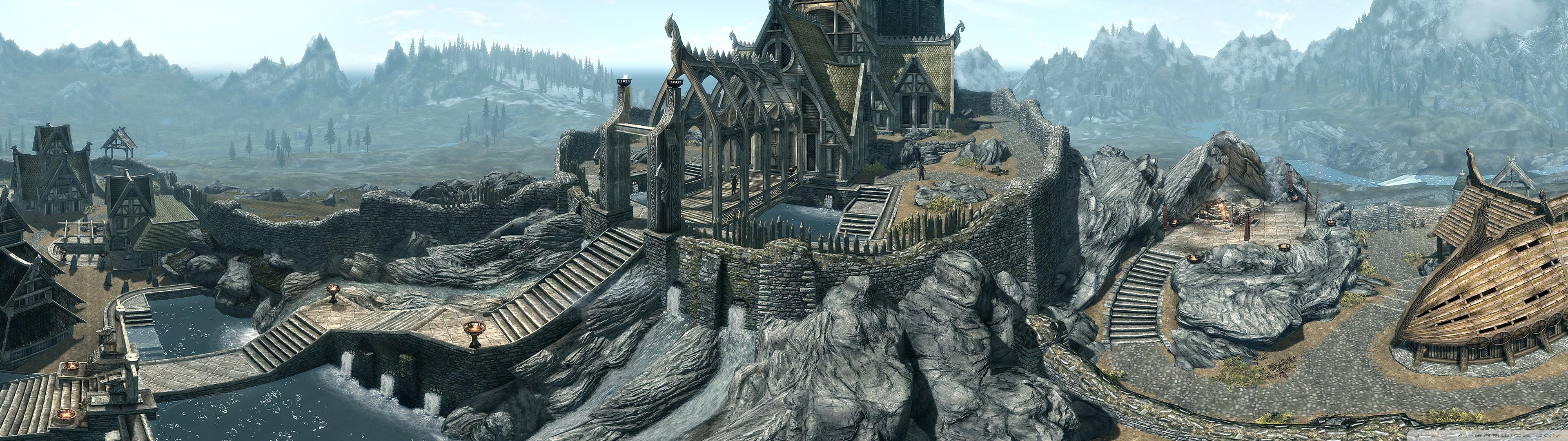 3840x1080 Whiterun, Birds Eye View Elder Scrolls V Skyrim Ultra HD Desktop Background Wallpaper for : Widescreen & UltraWide Desktop & Laptop : Multi Display, Dual Monitor : Tablet