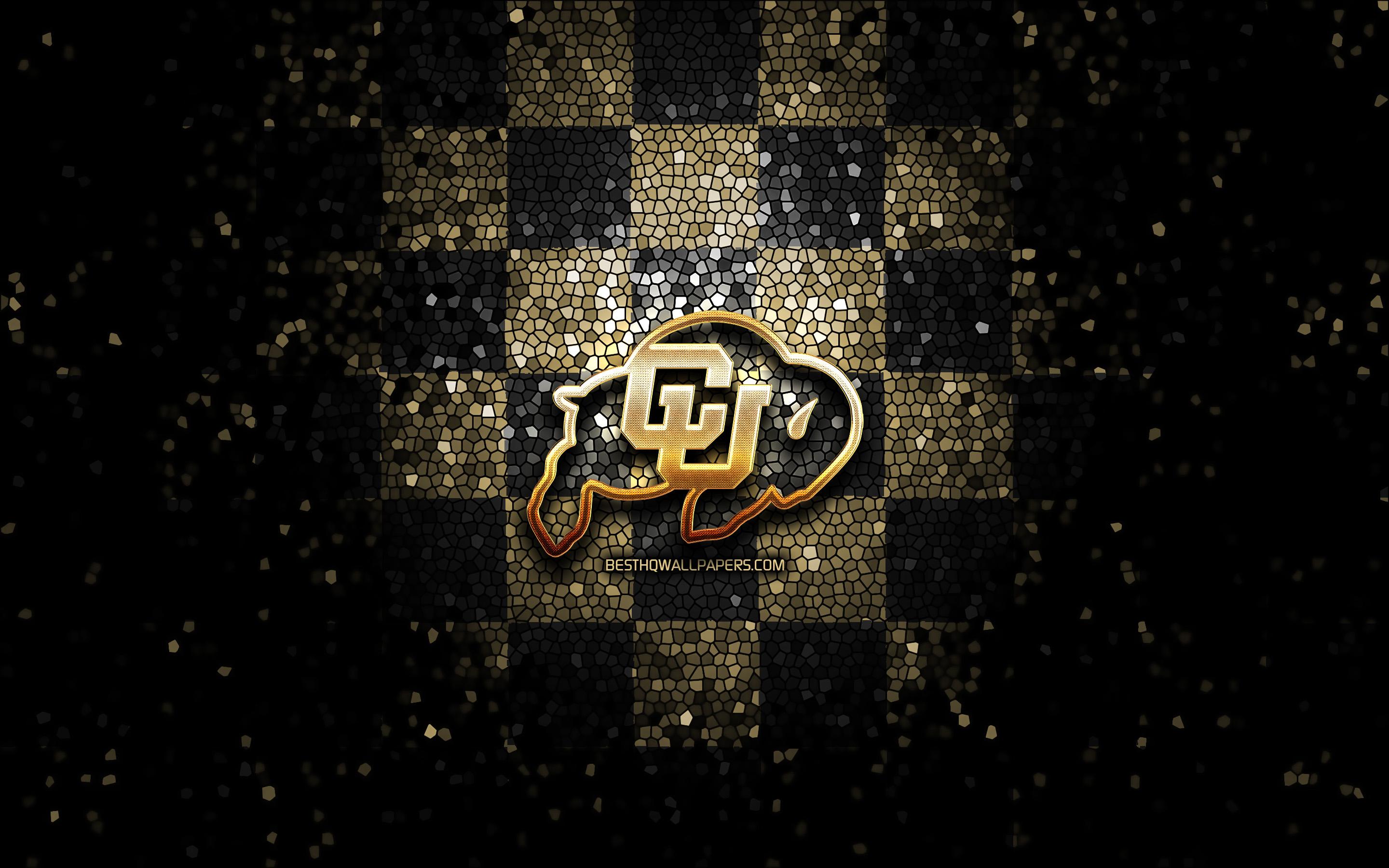2880x1800 Download wallpaper Colorado Buffaloes, glitter logo, NCAA, brown black checkered background, USA, american football team, Colorado Buffaloes logo, mosaic art, american football, America for desktop with resolution 2880x1800. High Quality HD picture