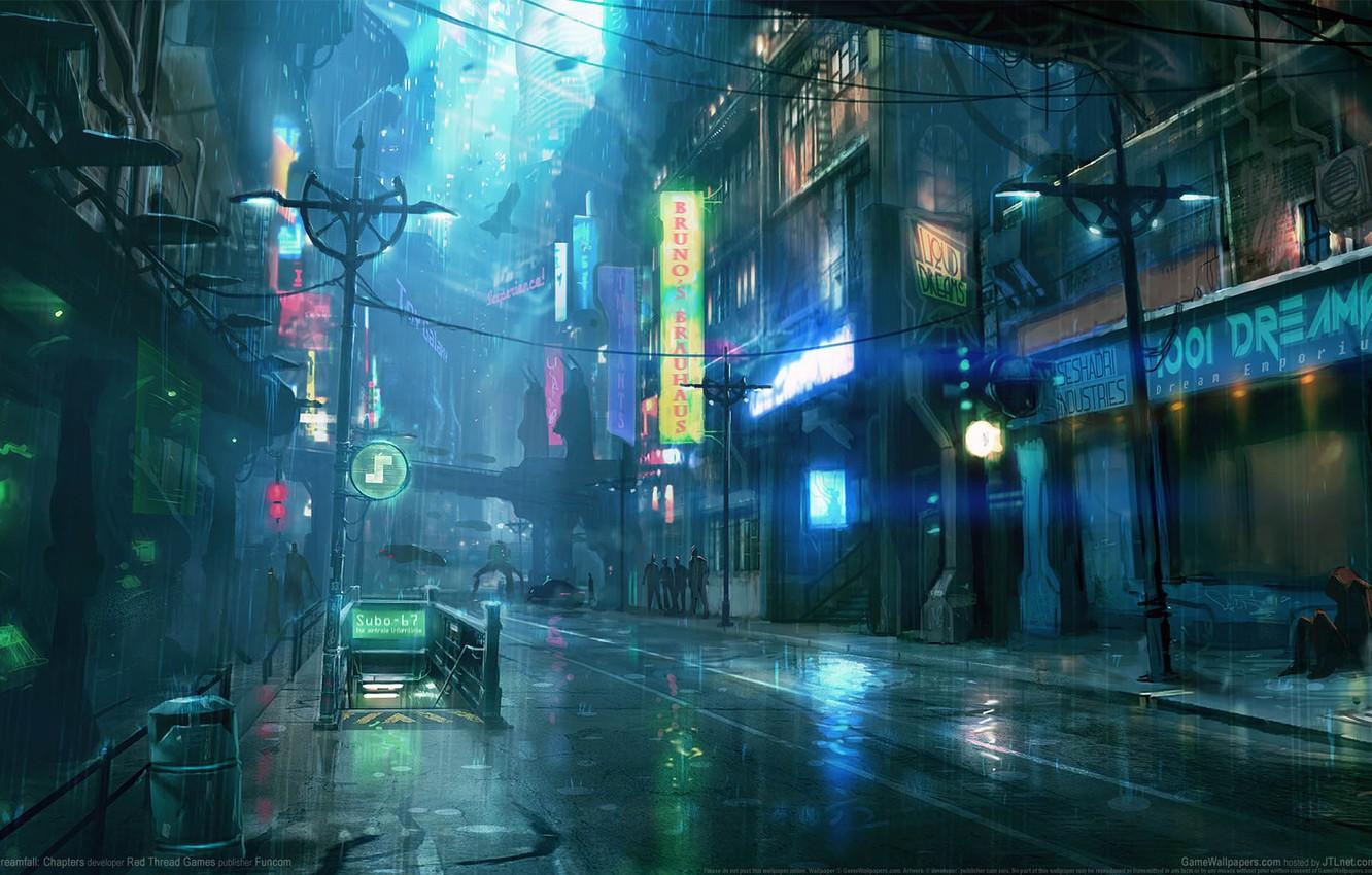 1332x850 Photo Wallpaper Night, City, The City, Rain, Rain, City Street Background